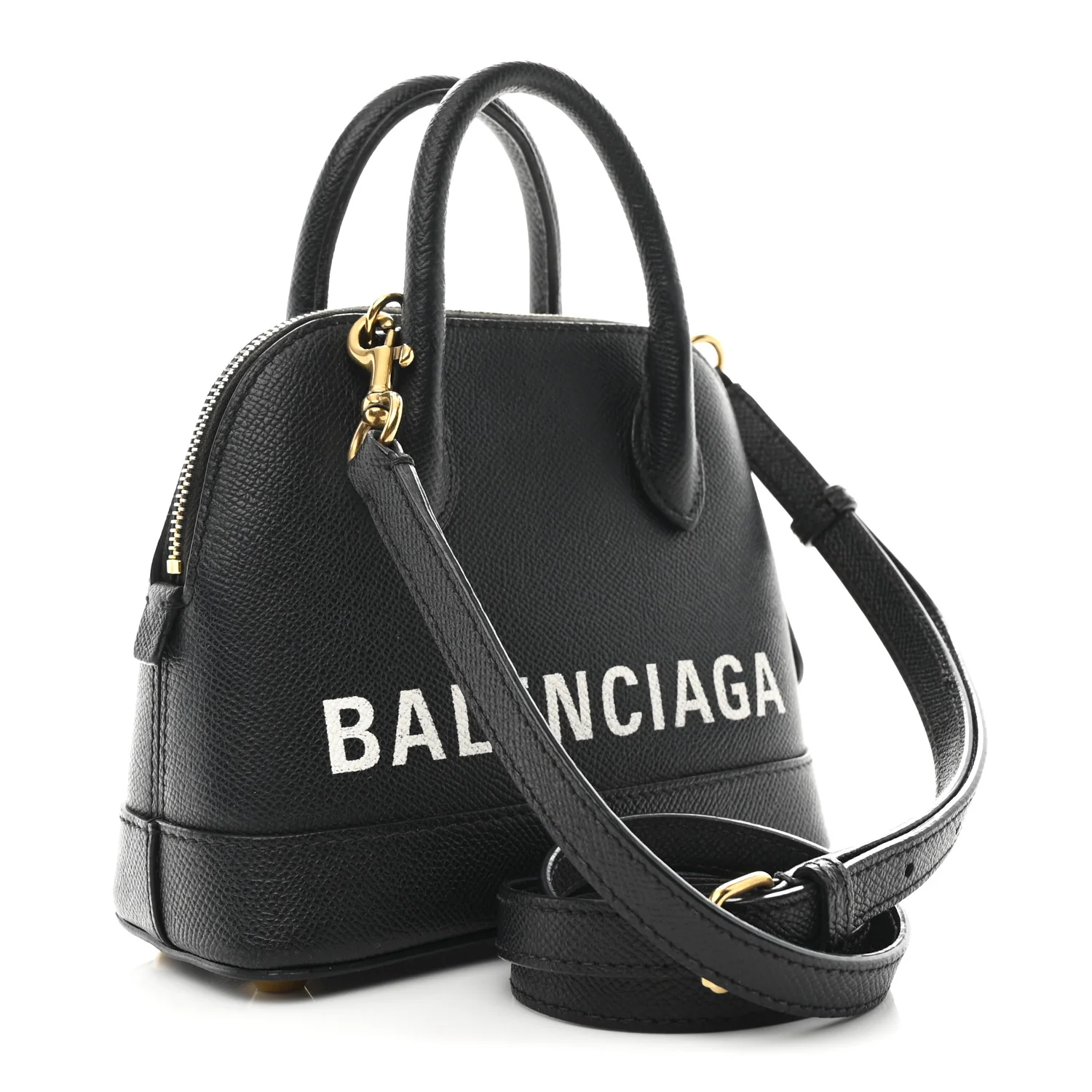 Signature Grained Calfskin XXS Ville Top Handle Bag Black White - Image 3