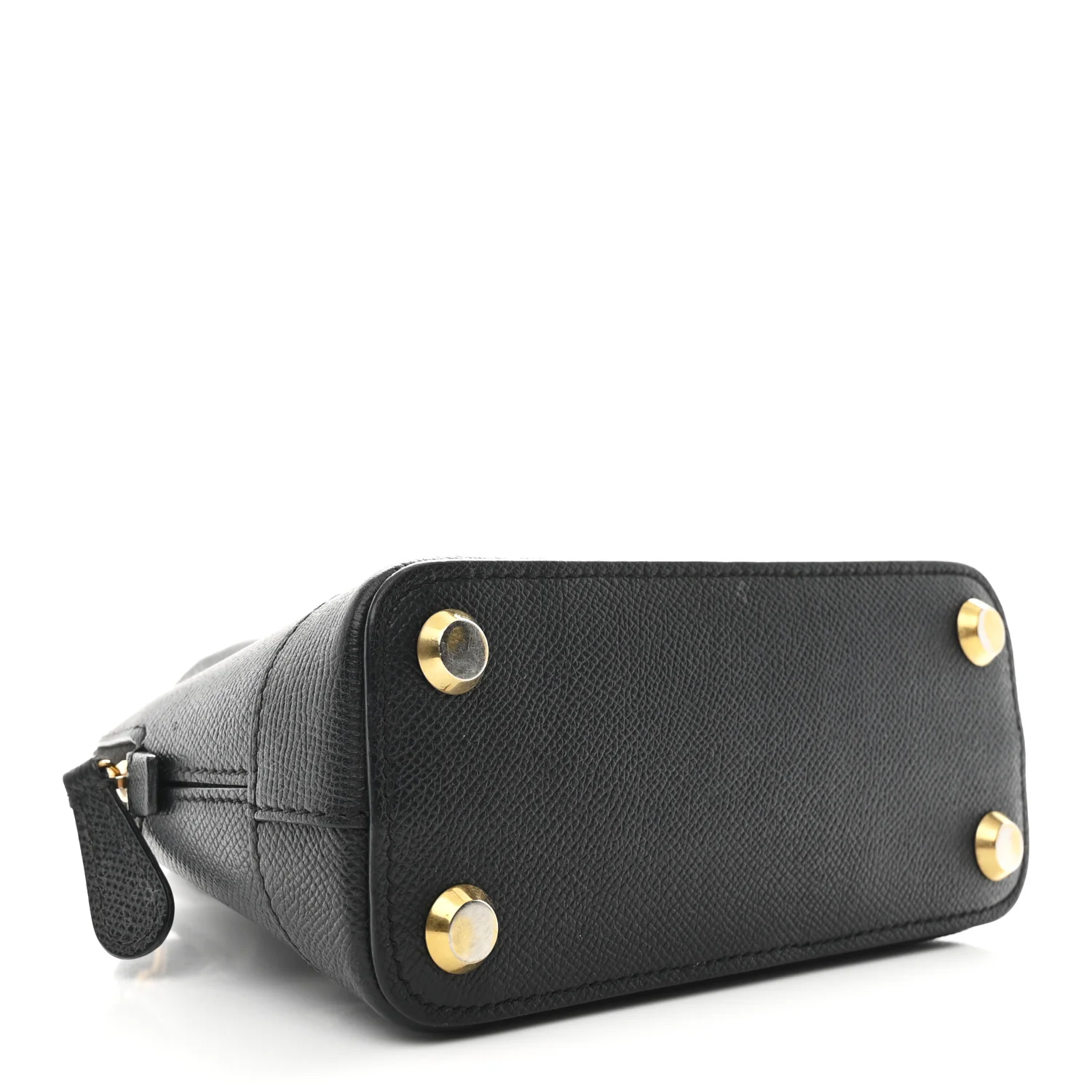 Signature Grained Calfskin XXS Ville Top Handle Bag Black White - Image 4