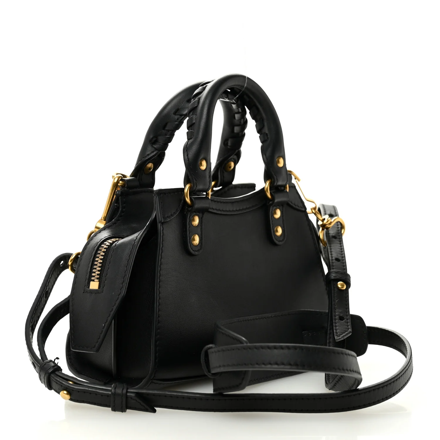 Smooth Calfskin Neo Classic Brass Hardware Nano City Crossbody Black - Image 3