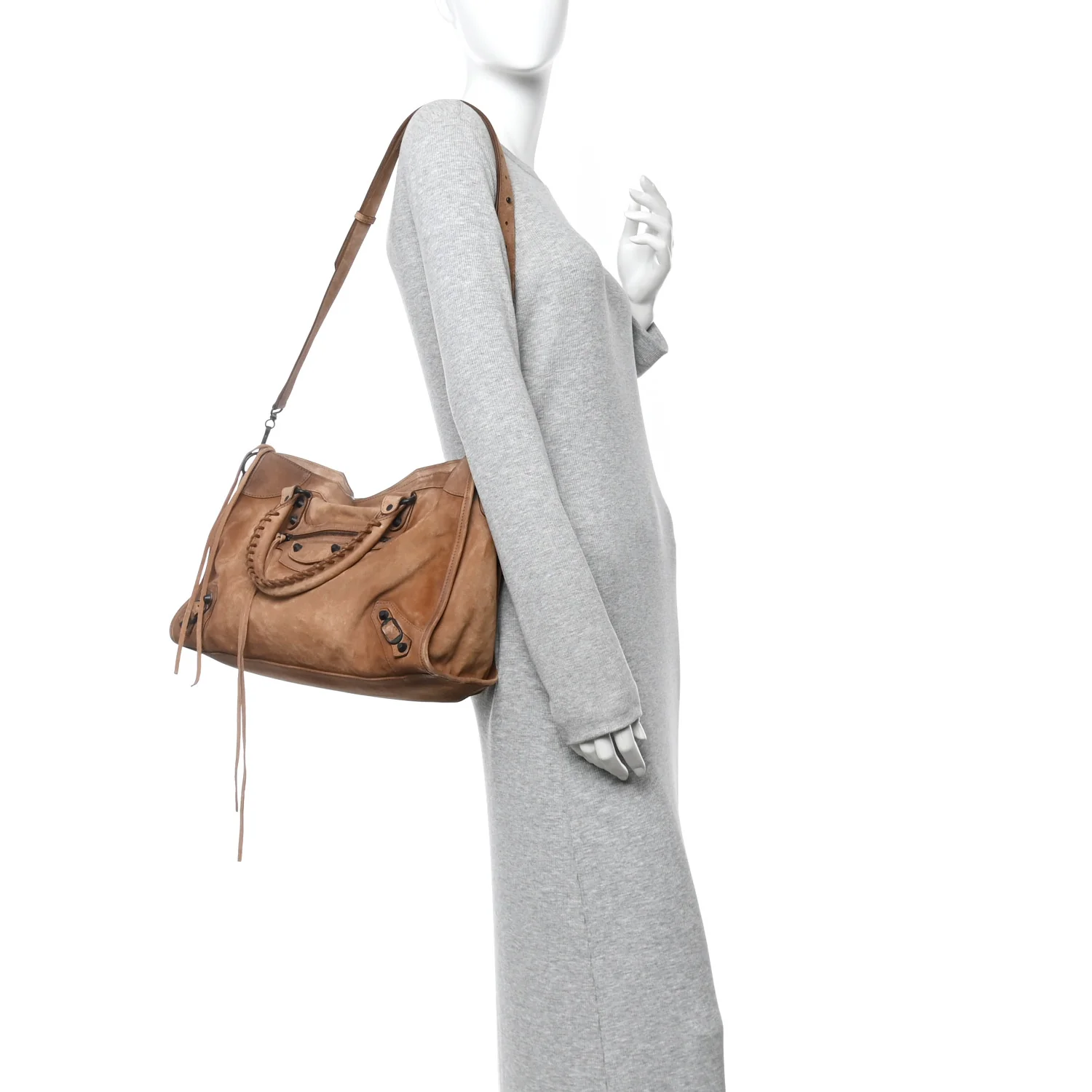 Suede Calfskin Classic Hardware Medium Le City Camel - Image 2