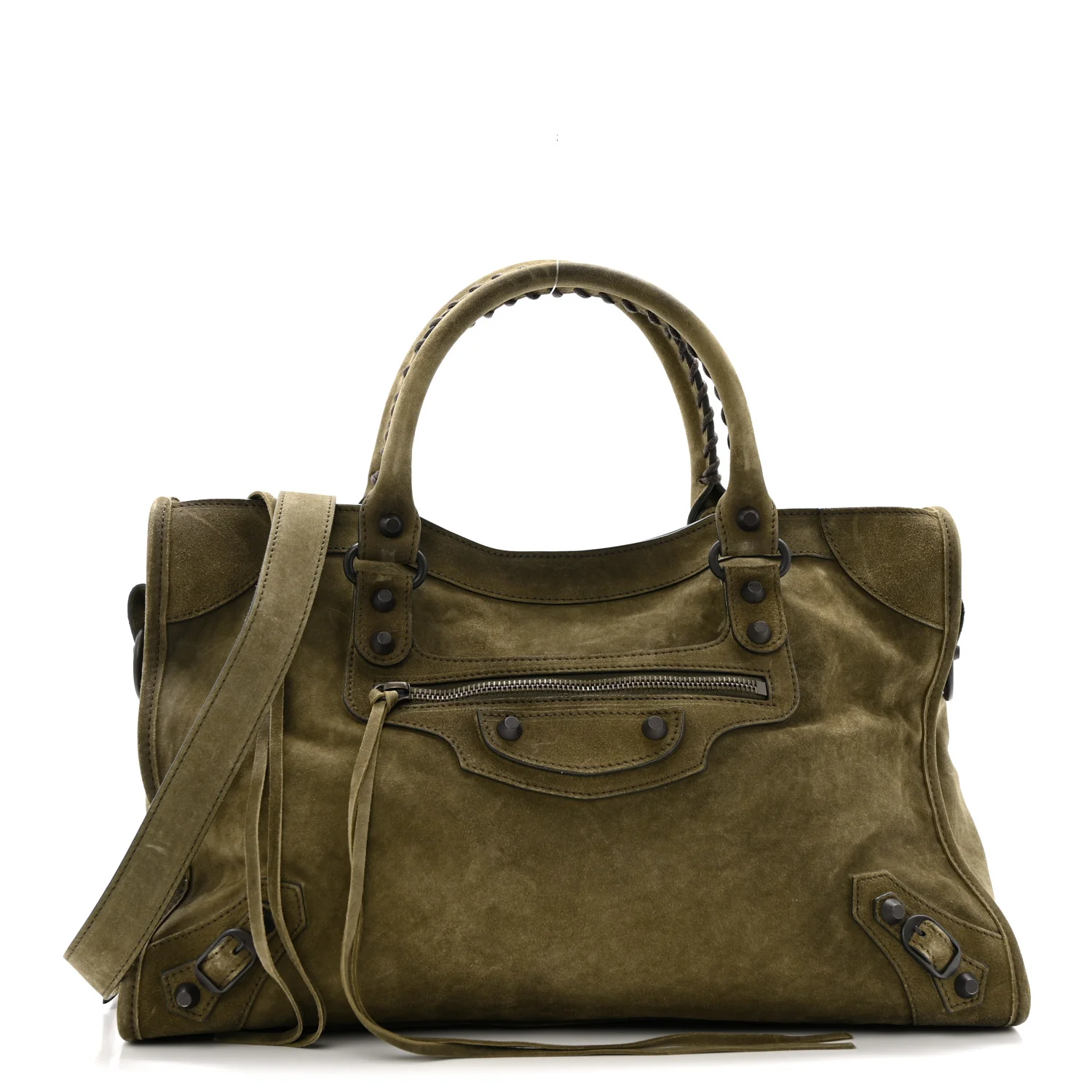 Suede Calfskin Classic Hardware Medium Le City Khaki