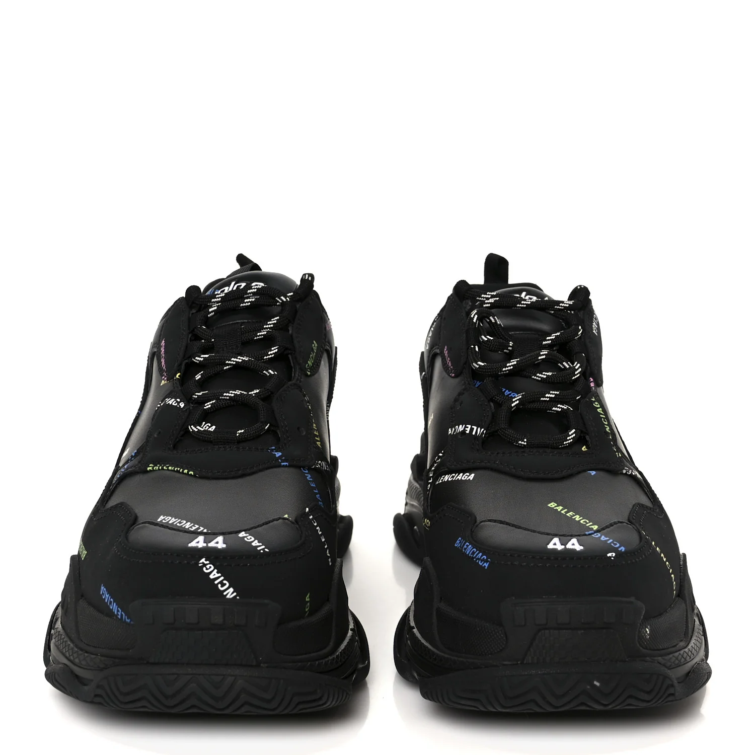 Technical Fabric Allover Logo Mens Triple S Sneakers 44 Black Multicolor - Image 3