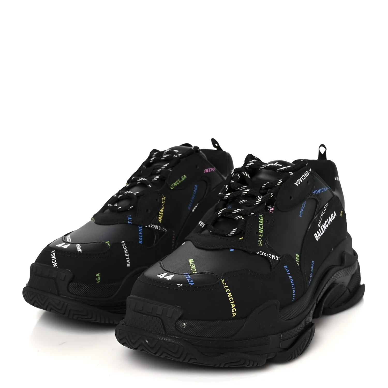 Technical Fabric Allover Logo Mens Triple S Sneakers 44 Black Multicolor - Image 4