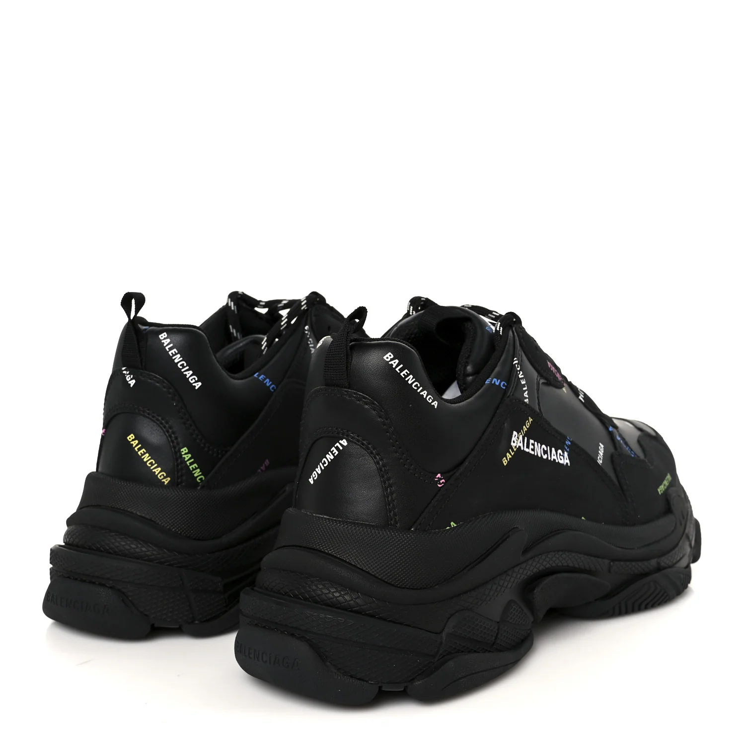 Technical Fabric Allover Logo Mens Triple S Sneakers 44 Black Multicolor - Image 5