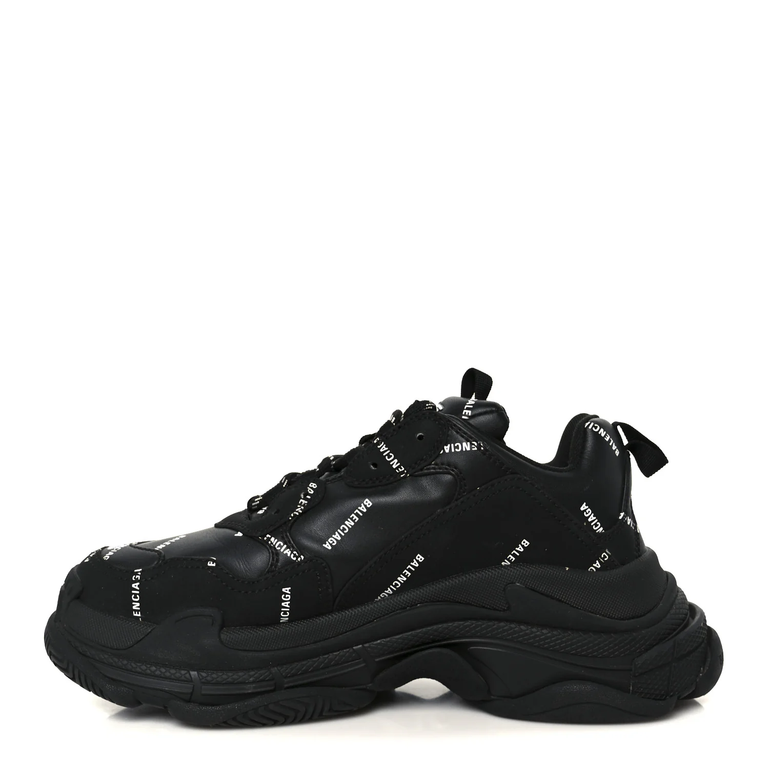 Technical Fabric Allover Logo Womens Triple S Sneakers 37 Black White