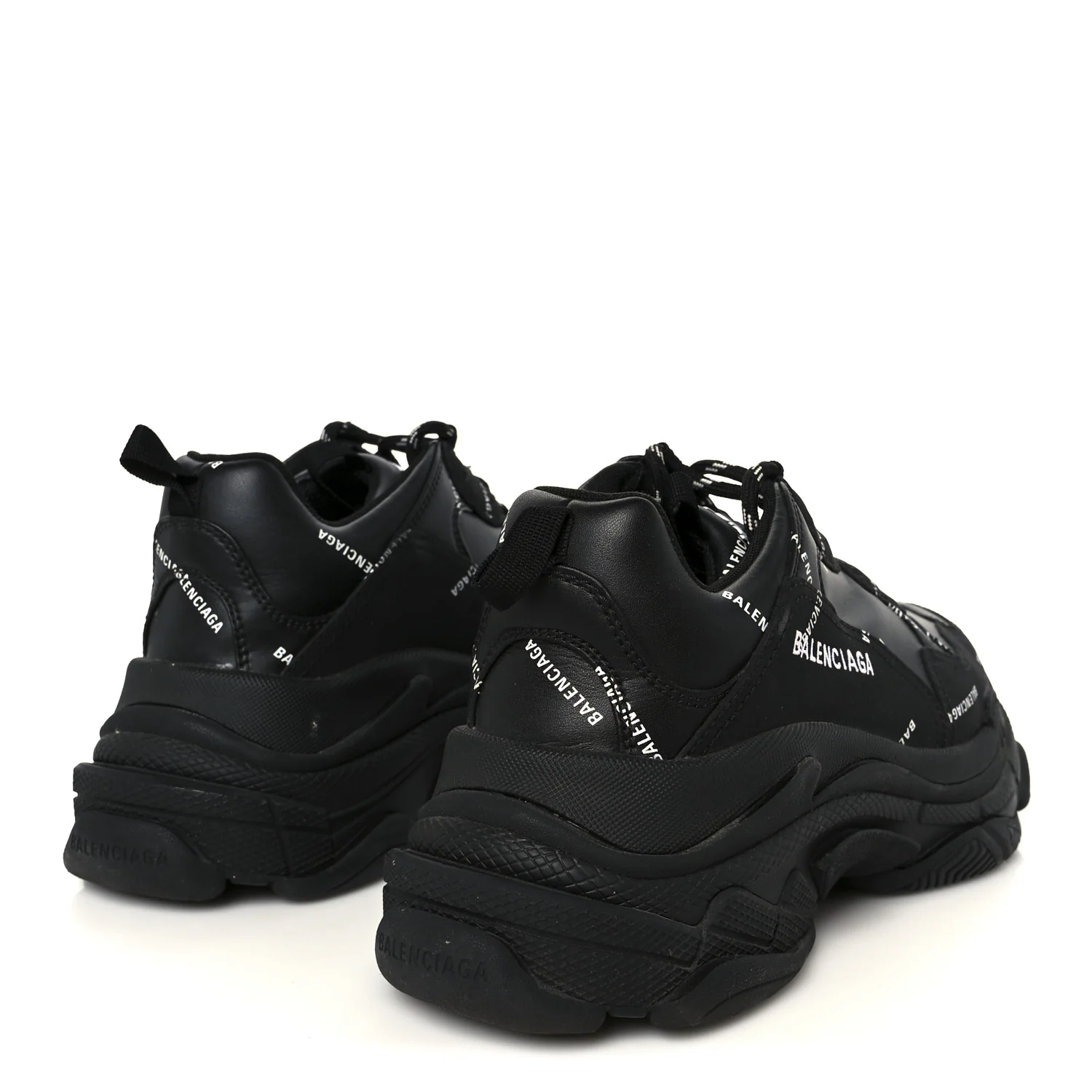 Technical Fabric Allover Logo Womens Triple S Sneakers 37 Black White - Image 5