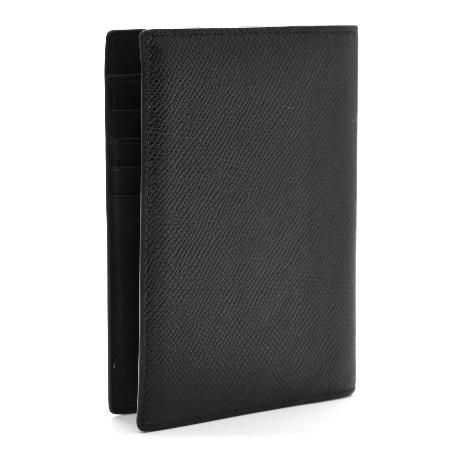 Textured Calfskin Passport Holder Black - Image 3