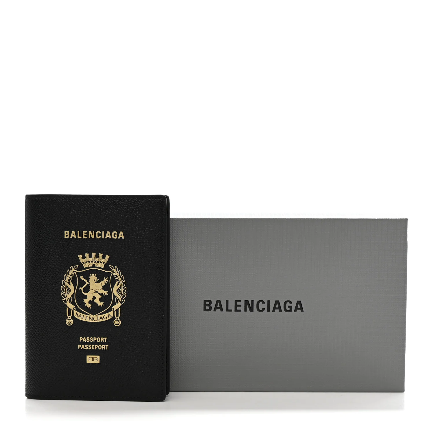 Textured Calfskin Passport Holder Black - Image 8