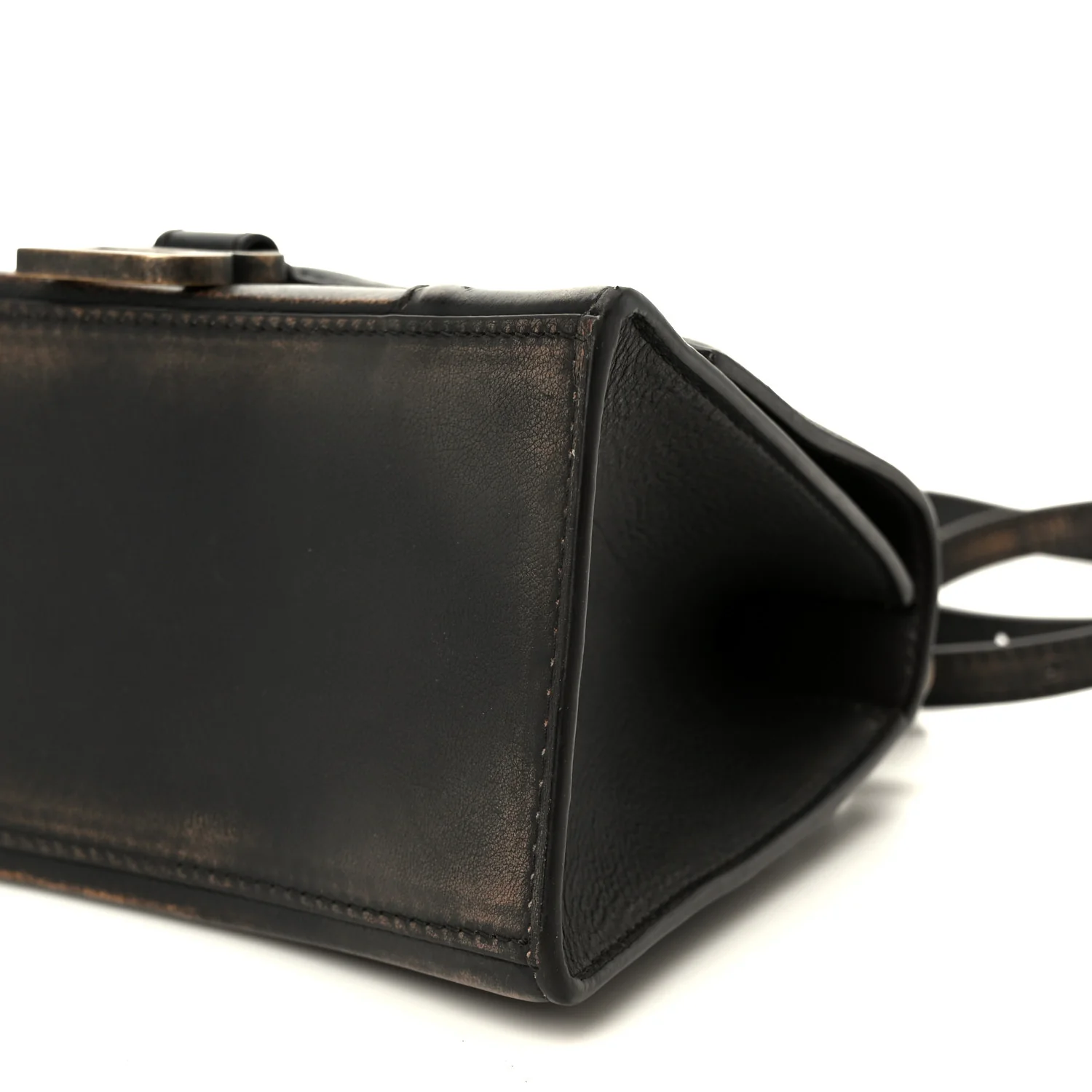 Used Calfskin Small Hourglass Top Handle Bag Brown - Image 11