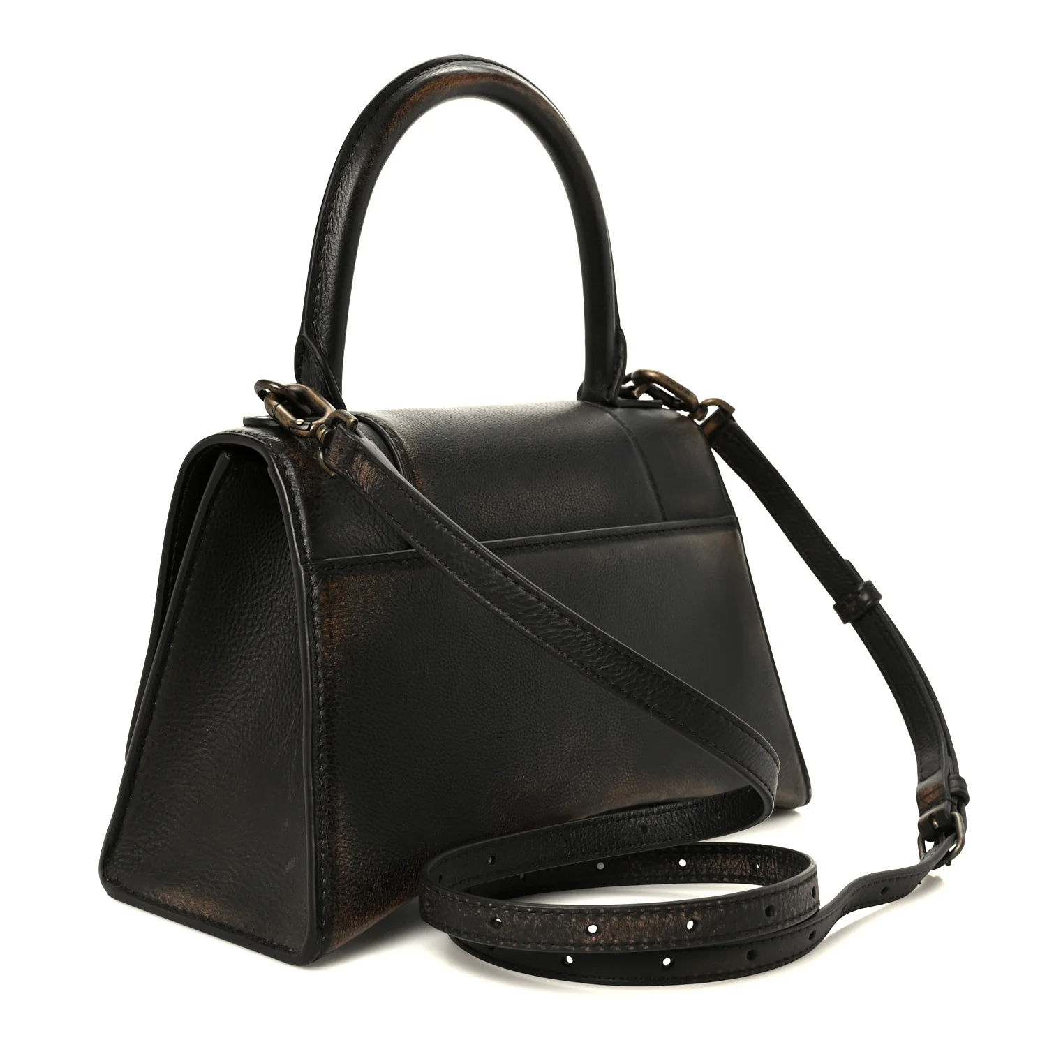 Used Calfskin Small Hourglass Top Handle Bag Brown - Image 3