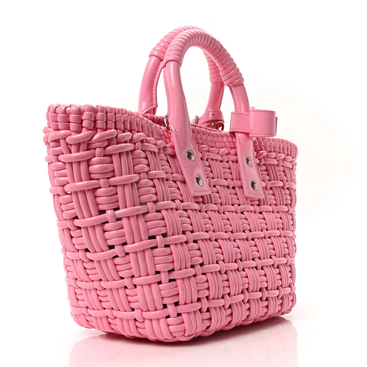Varnished Faux Calfskin Braided Varnished XS Bistro Basket Violet Roseate - Image 3