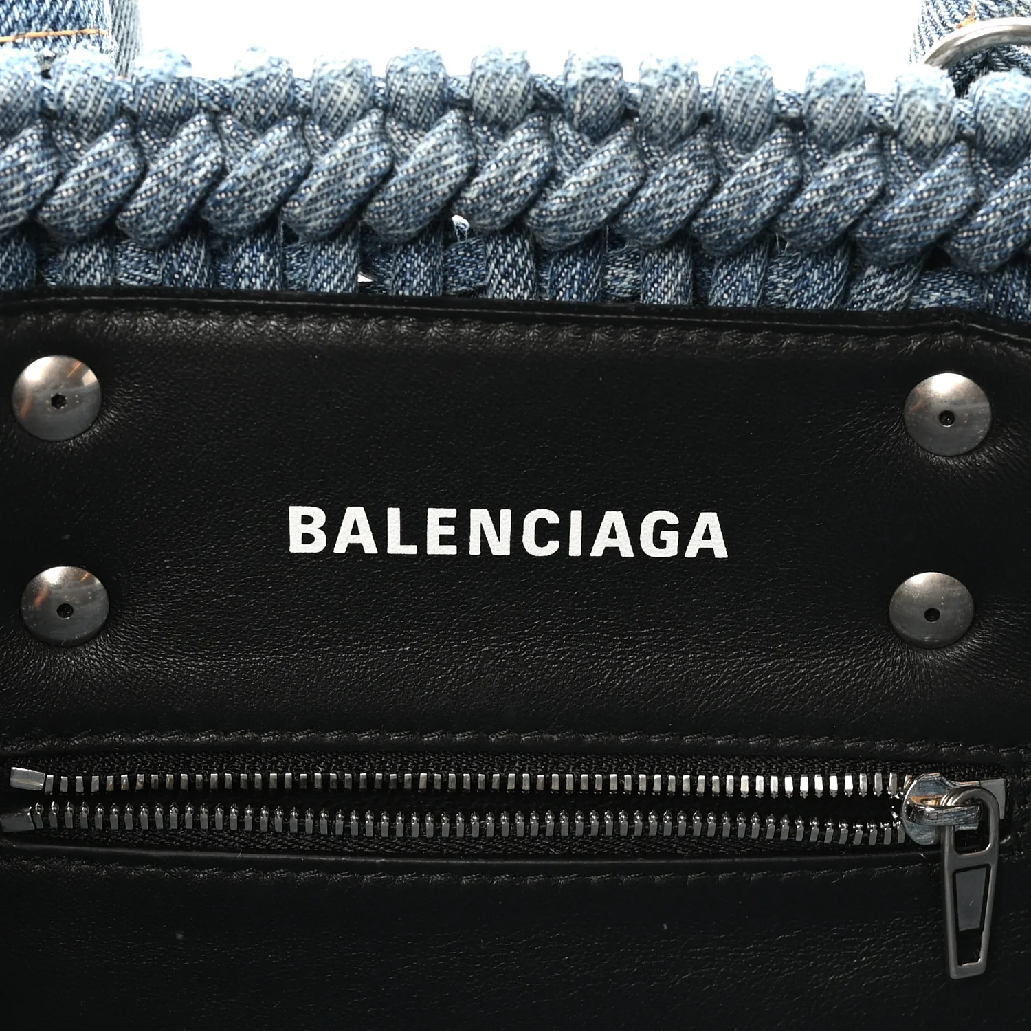 Washed Frayed Denim Braided XS Bistro Basket Blue - Image 6