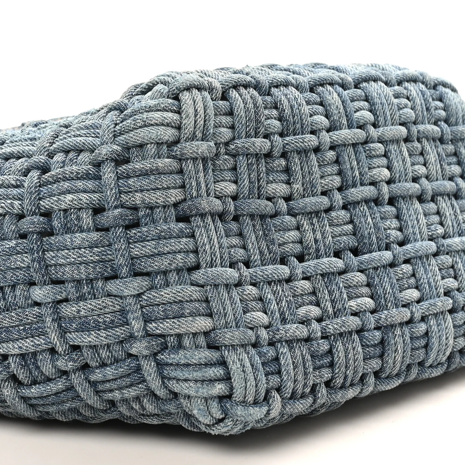 Washed Frayed Denim Braided XS Bistro Basket Blue - Image 8