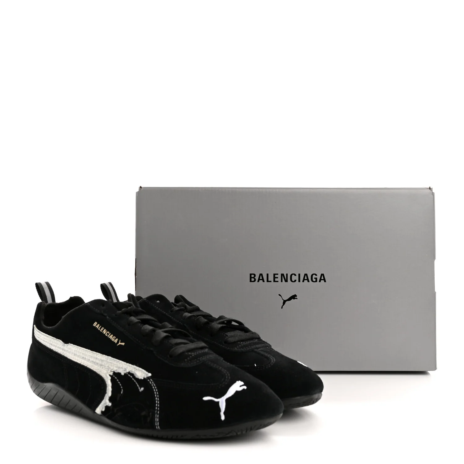 X PUMA Suede Mens Distressed Speedcat Sneakers 44 Black White - Image 10