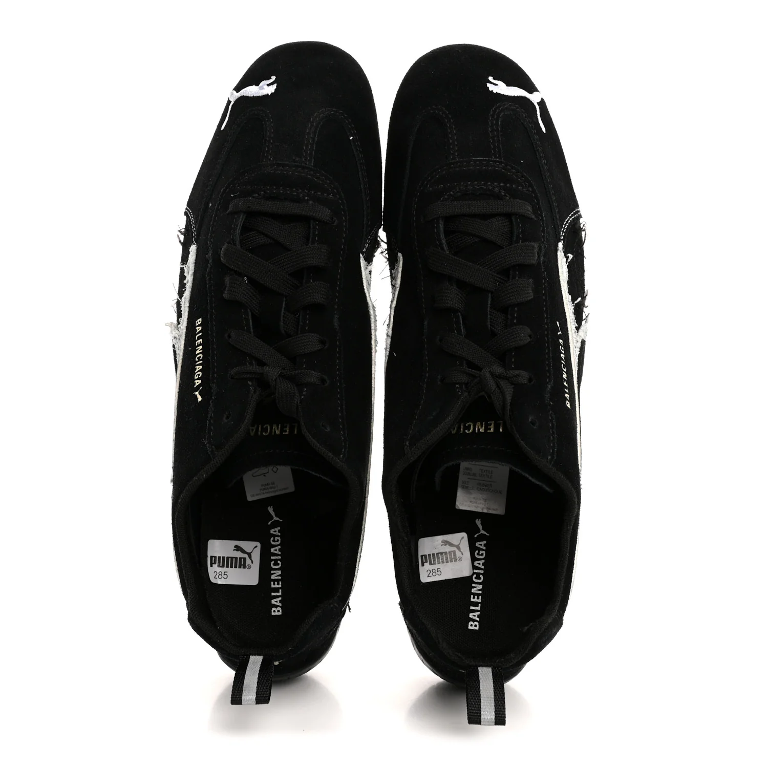 X PUMA Suede Mens Distressed Speedcat Sneakers 44 Black White - Image 2