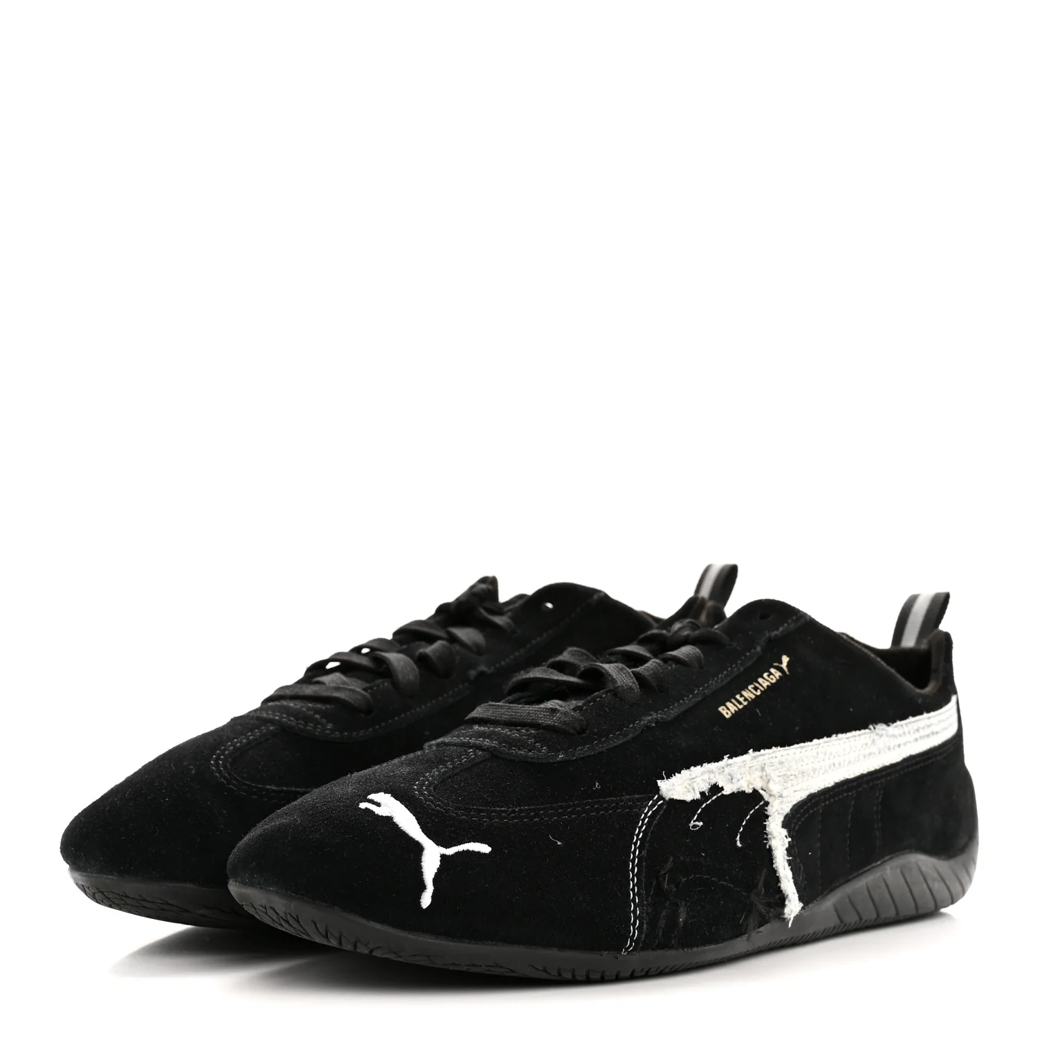 X PUMA Suede Mens Distressed Speedcat Sneakers 44 Black White - Image 4