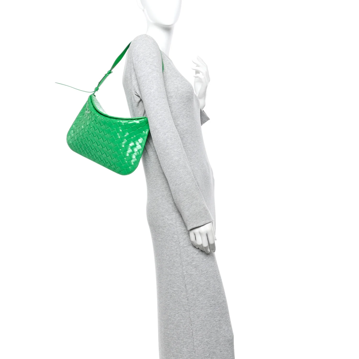 Brushed Calfskin Intrecciato Cradle Fold Over Shoulder Bag Parakeet - Image 2