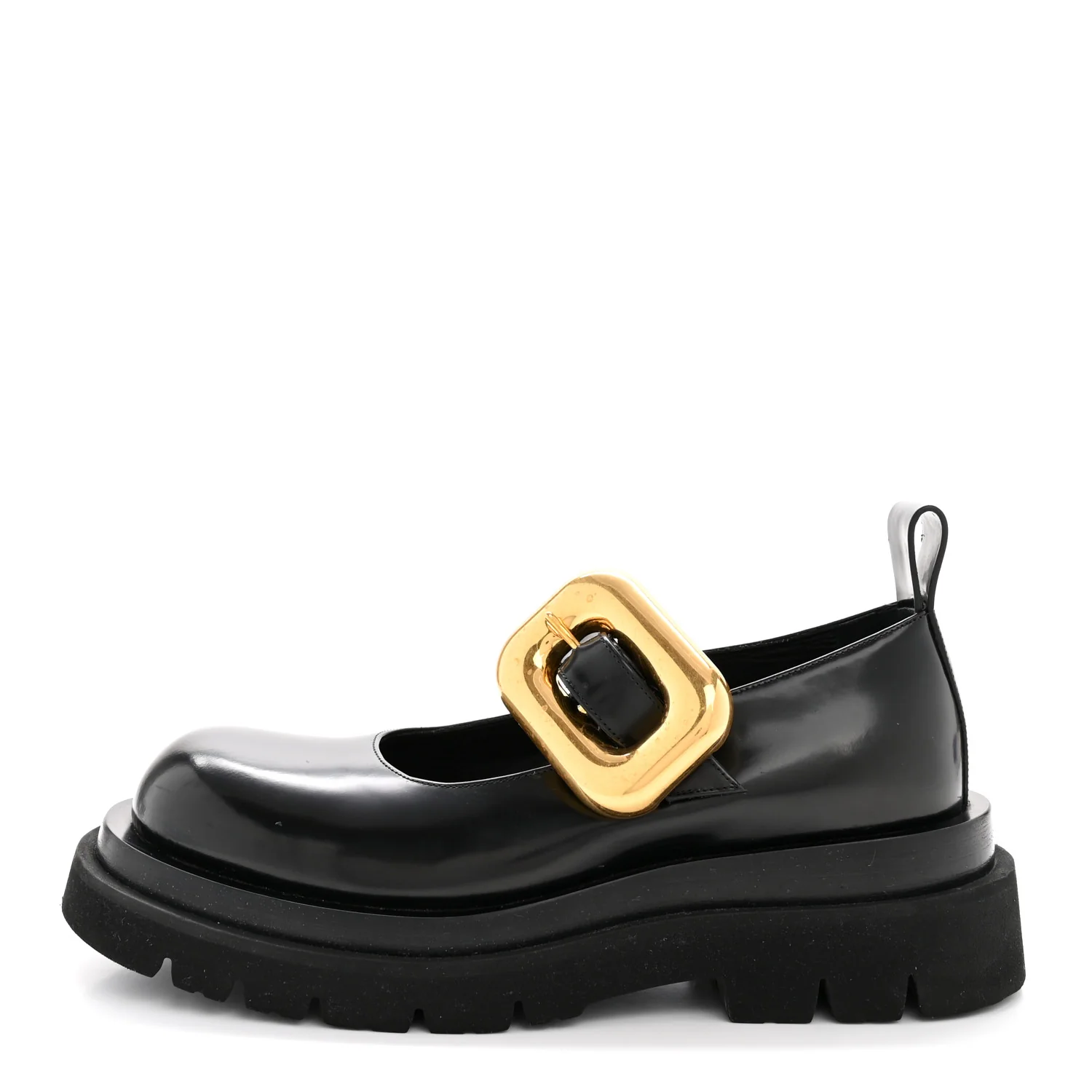 Brushed Calfskin Lug Mary-Jane Loafers 37.5 Black