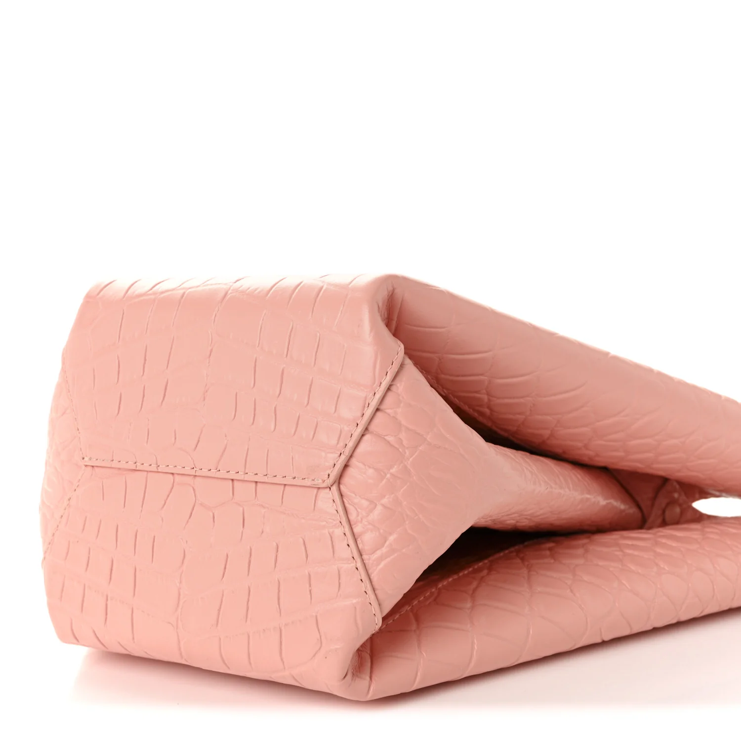 Calfskin Crocodile Embossed Doll Top Handle Bag Peachy - Image 10