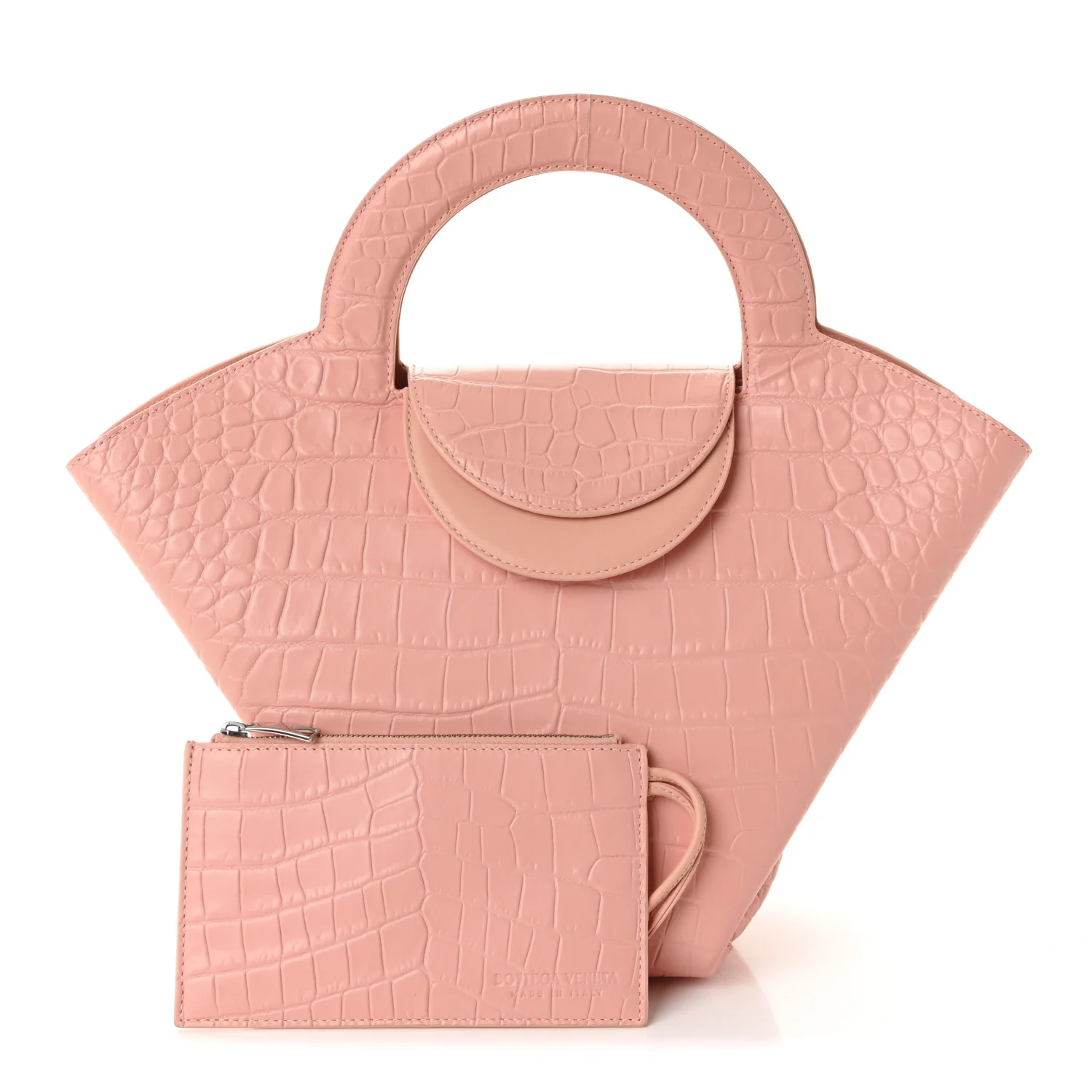 Calfskin Crocodile Embossed Doll Top Handle Bag Peachy - Image 3