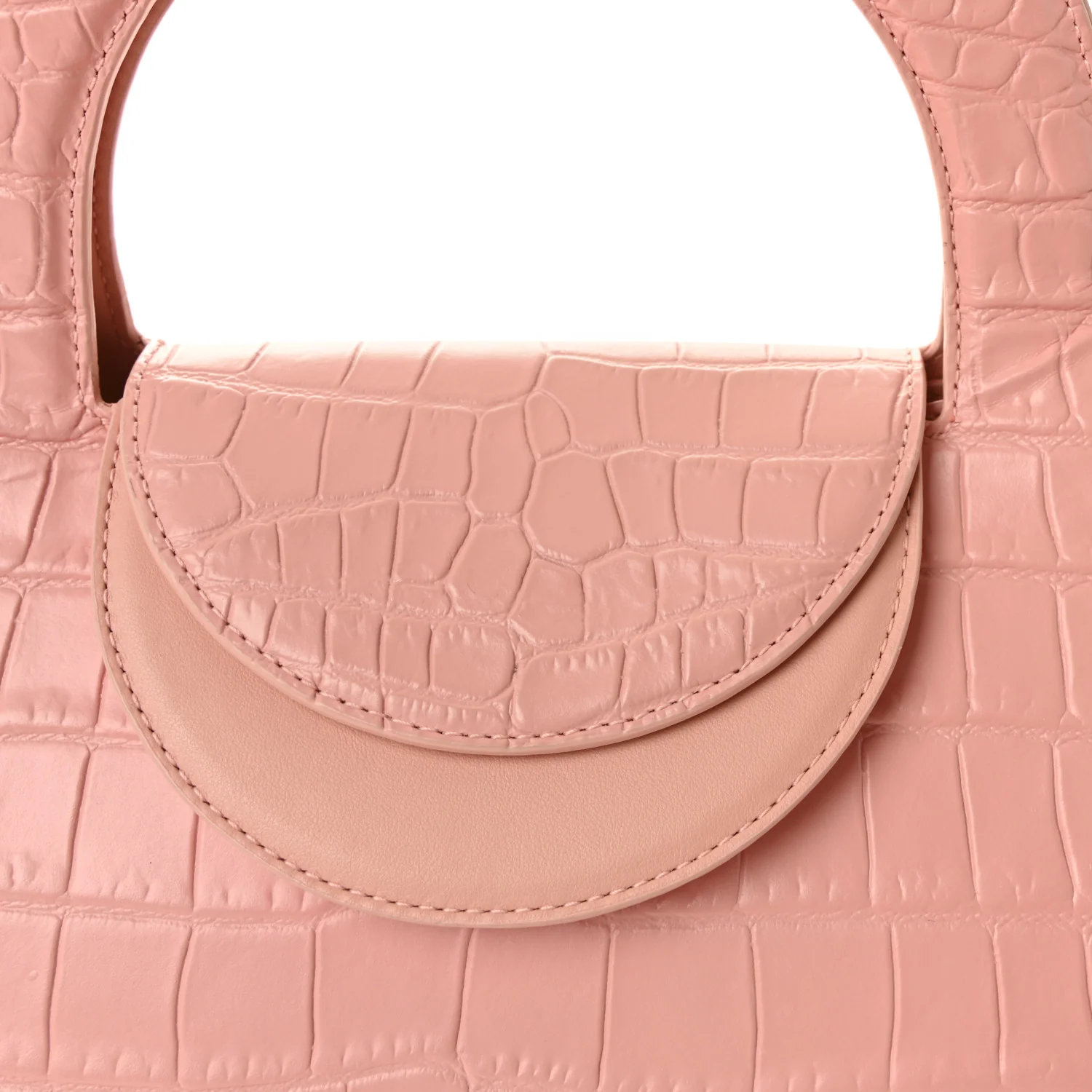 Calfskin Crocodile Embossed Doll Top Handle Bag Peachy - Image 8