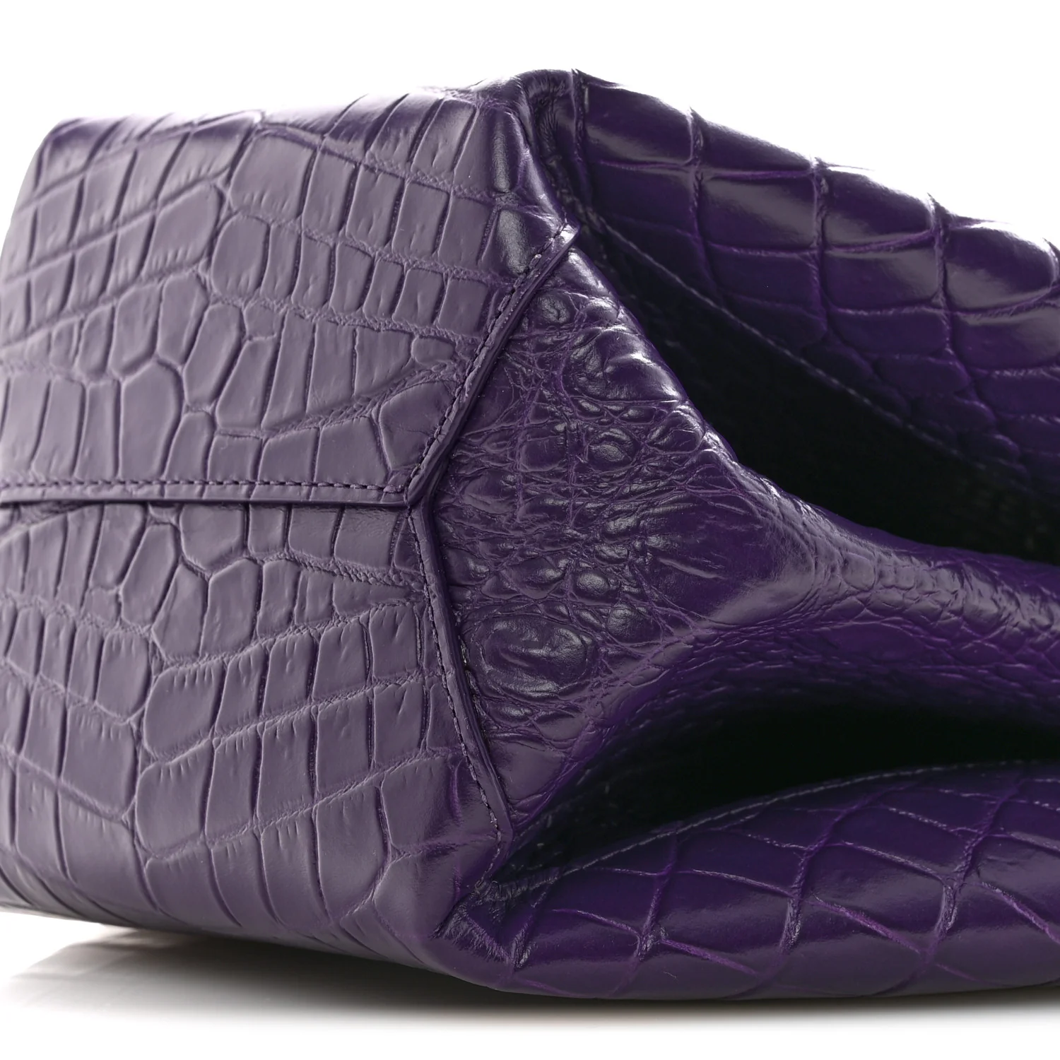 Calfskin Crocodile Embossed Doll Top Handle Bag Purple - Image 10