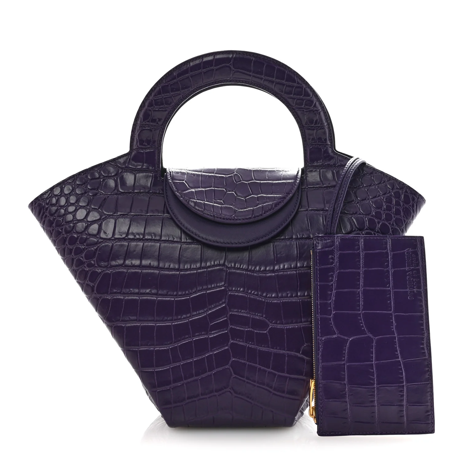 Calfskin Crocodile Embossed Doll Top Handle Bag Purple - Image 3
