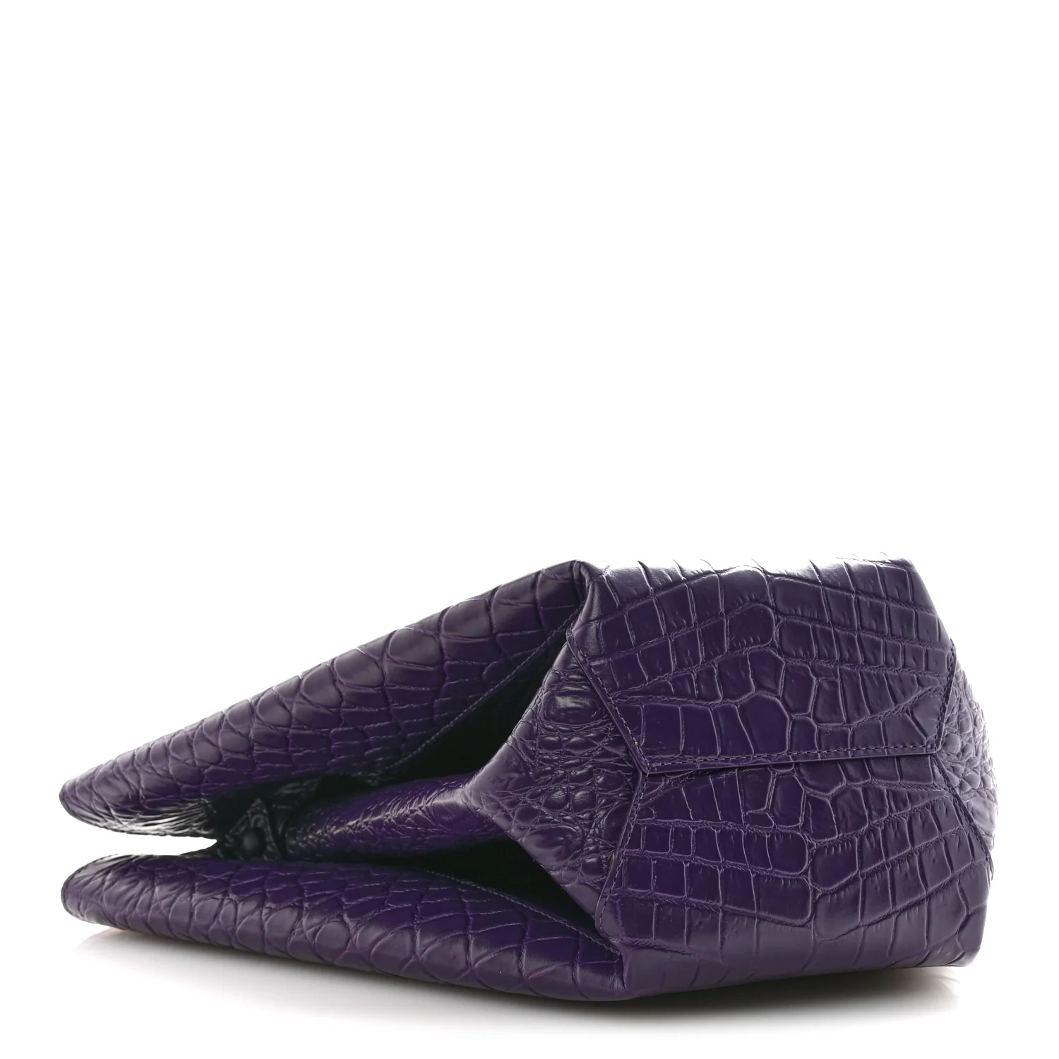 Calfskin Crocodile Embossed Doll Top Handle Bag Purple - Image 5