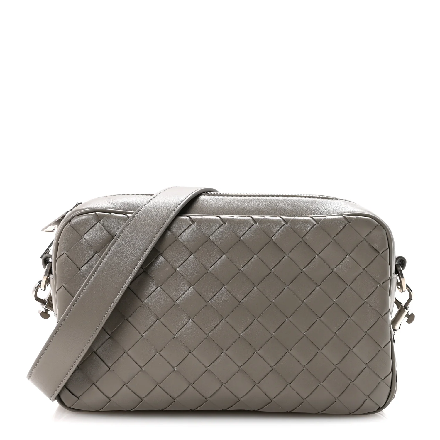 Calfskin Intrecciato Camera Bag Drizzle Silver