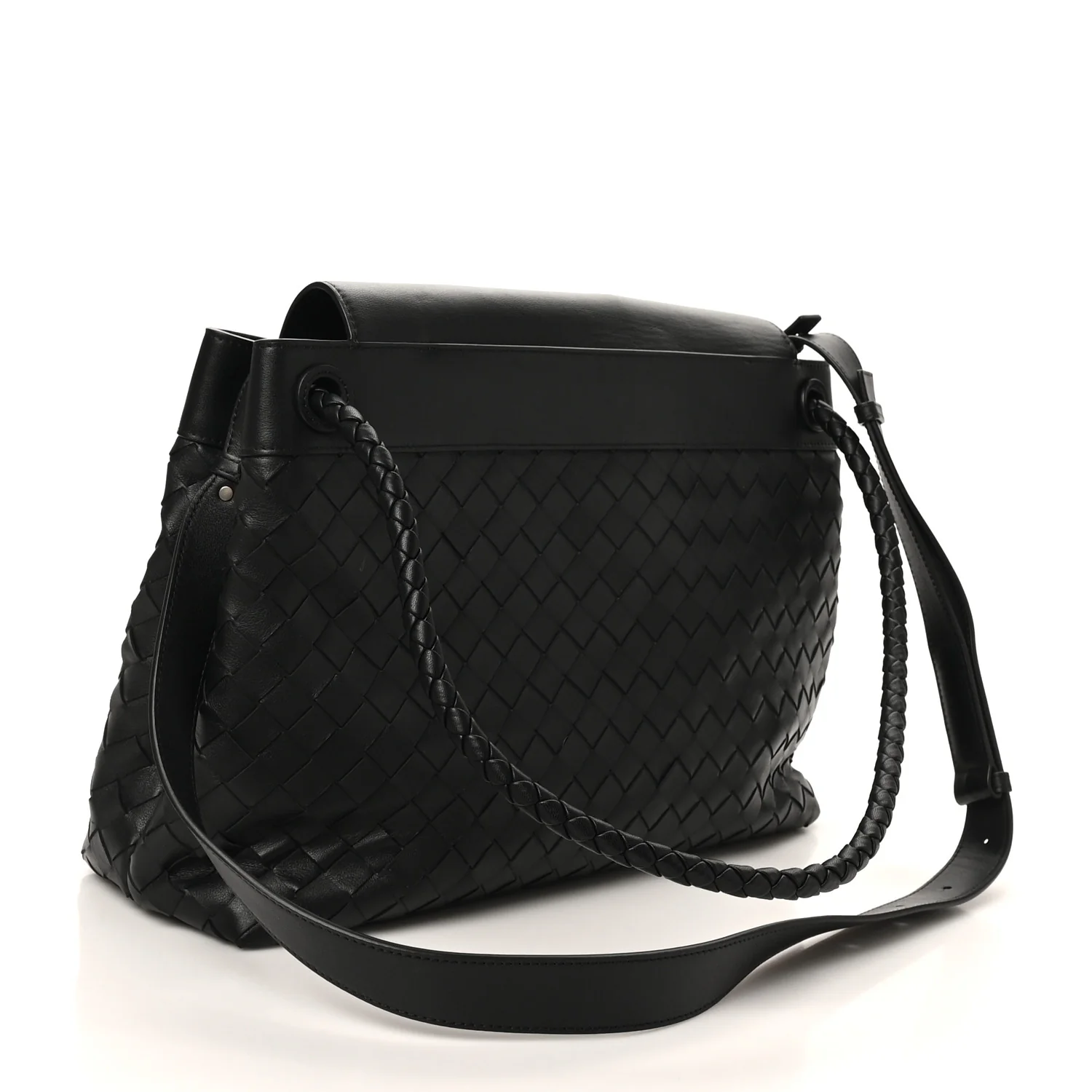 Calfskin Intrecciato Medium Andiamo Messenger Bag Black - Image 3