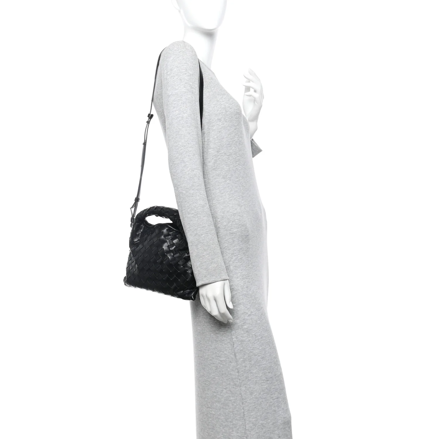 Calfskin Intrecciato Mini Hop Black - Image 2