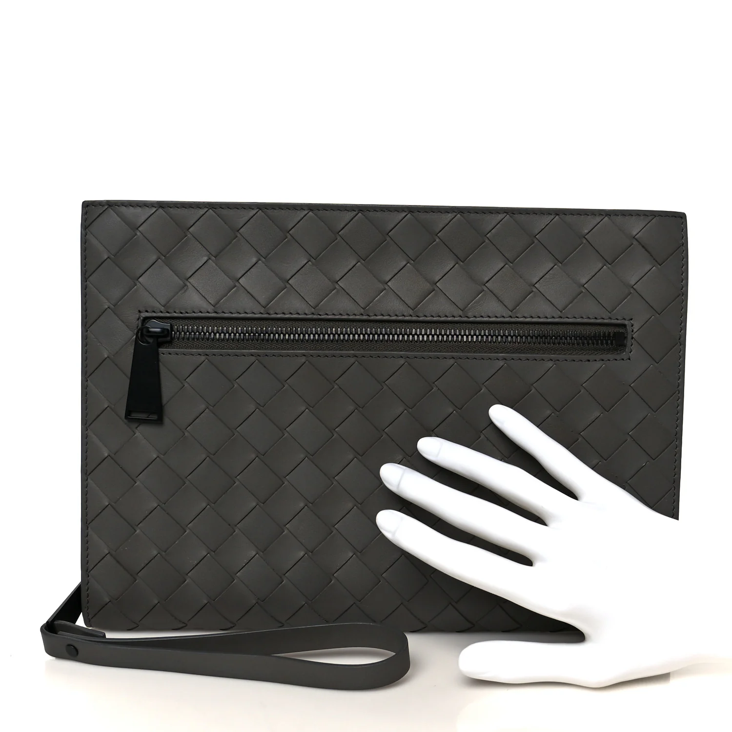 Calfskin Intrecciato Small Document Case Grey - Image 2