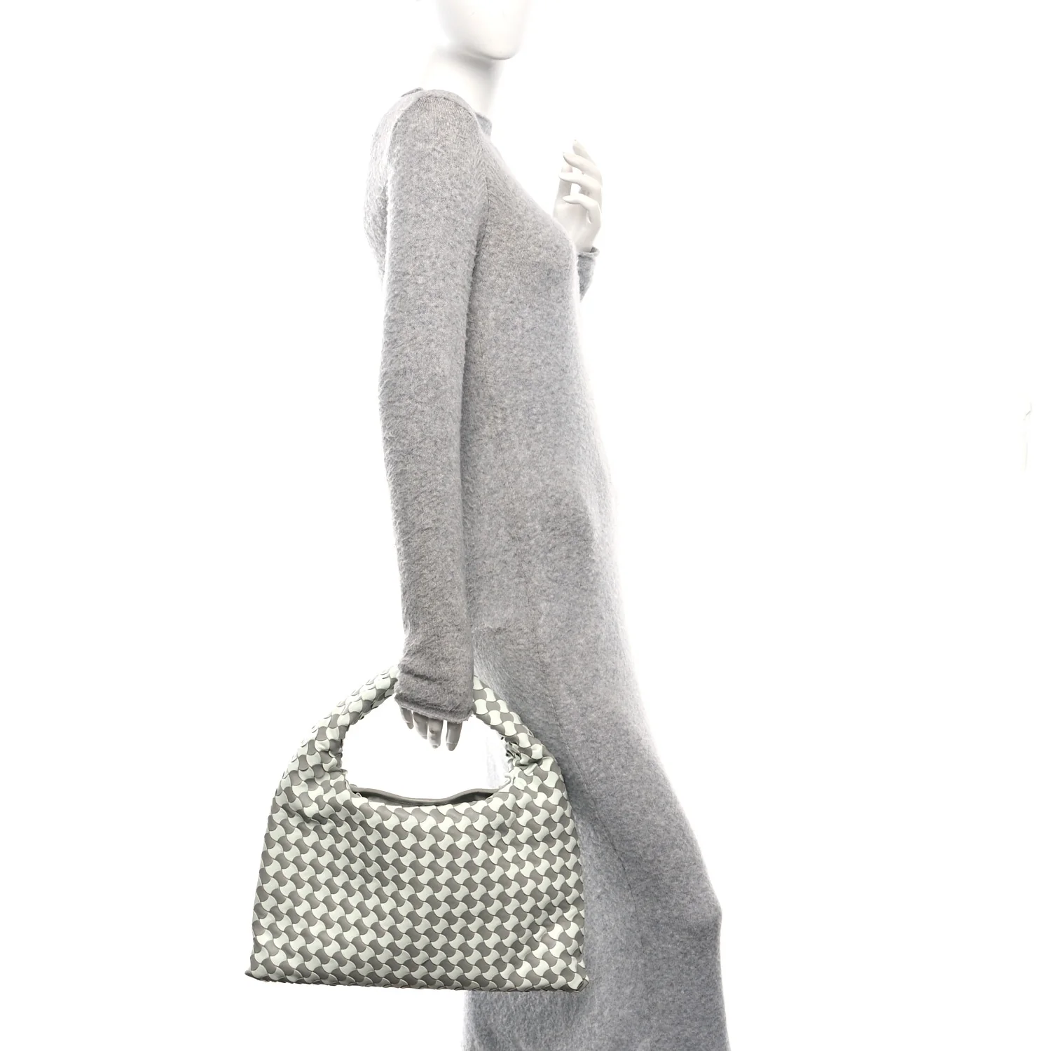 Calfskin Intrecciato Small Hop Agate Glacier - Image 2