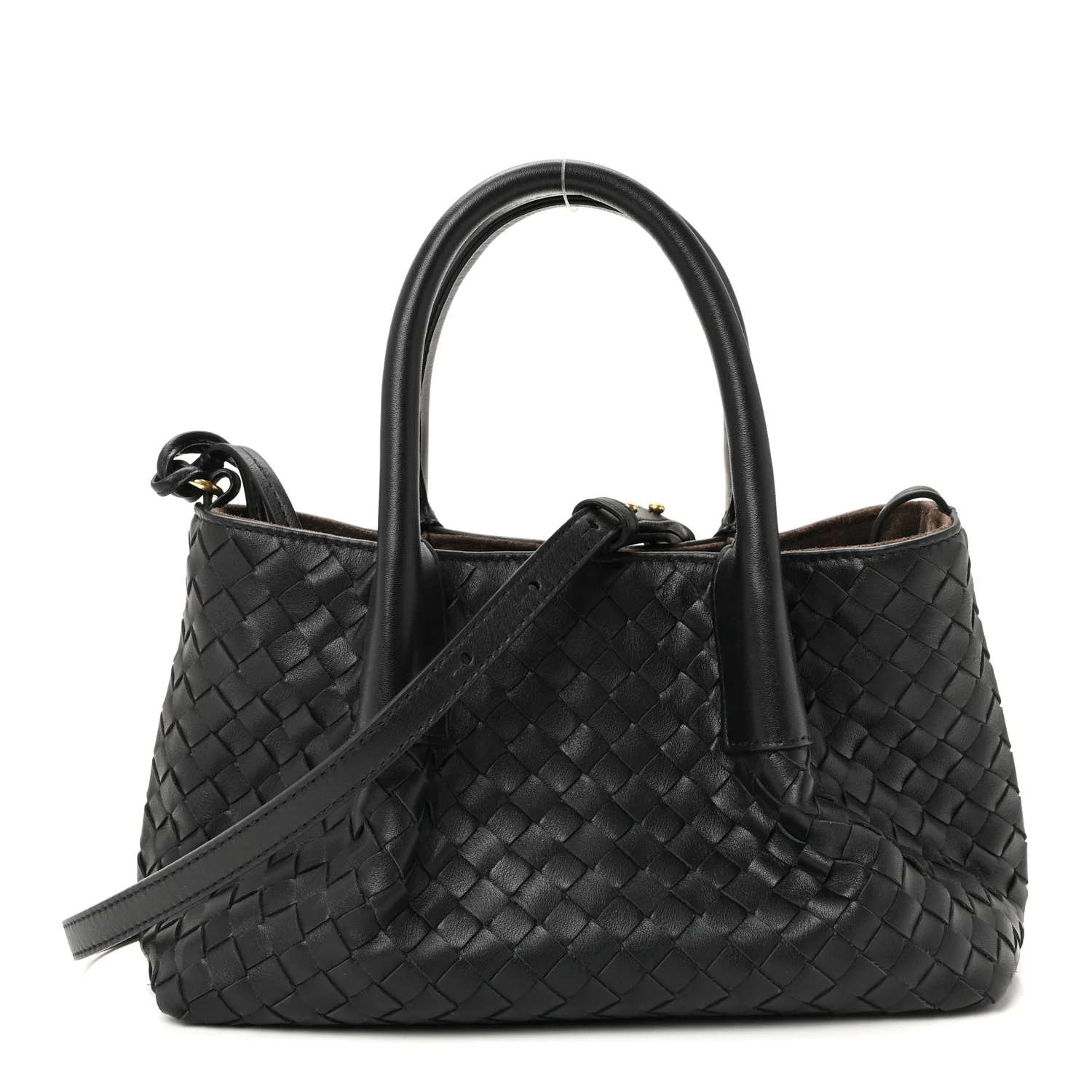 Calfskin Intrecciato Small Pinacoteca Tote Black Fondant