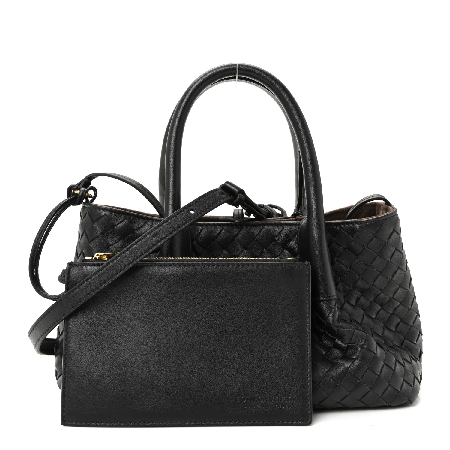 Calfskin Intrecciato Small Pinacoteca Tote Black Fondant - Image 5