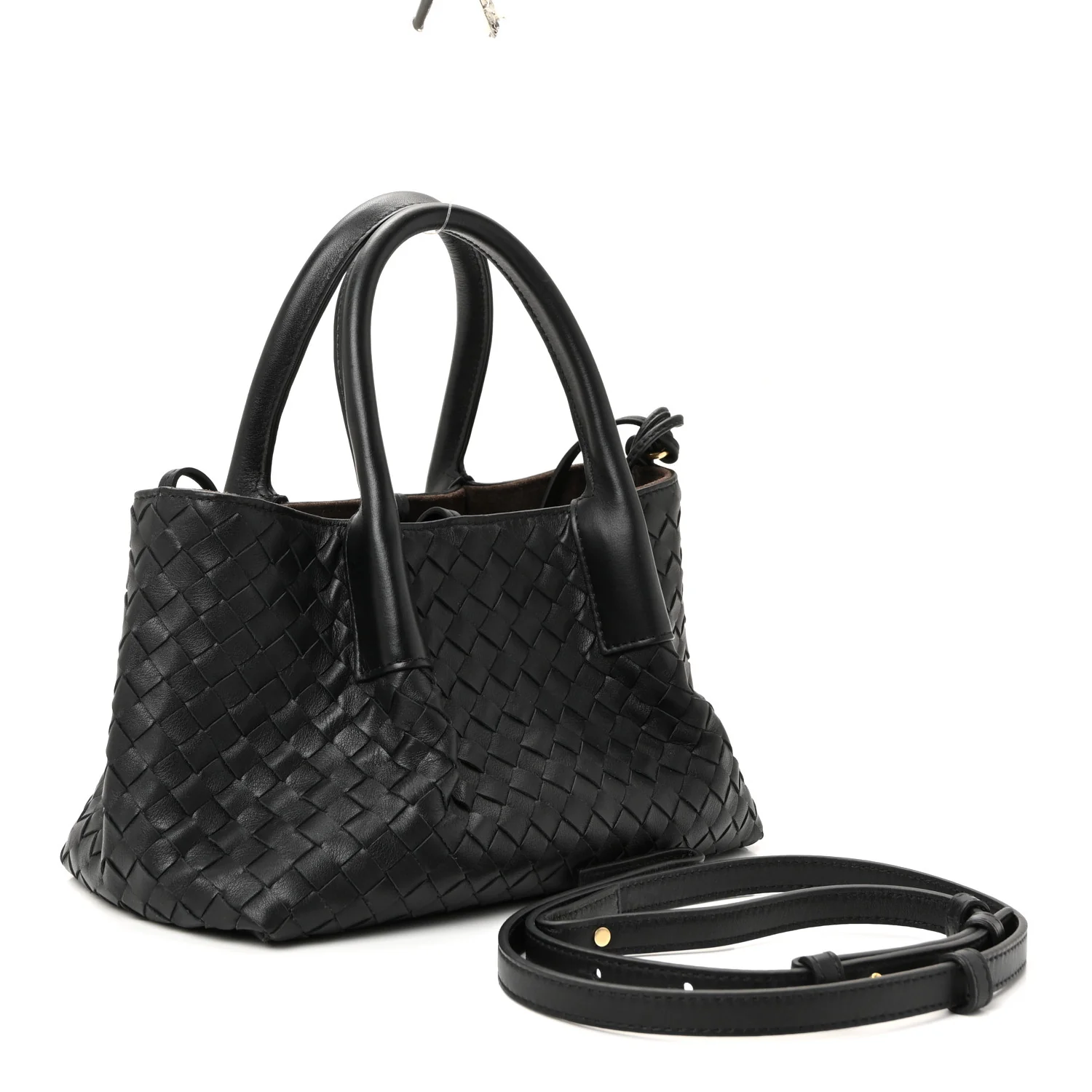 Calfskin Intrecciato Small Pinacoteca Tote Black Fondant - Image 6