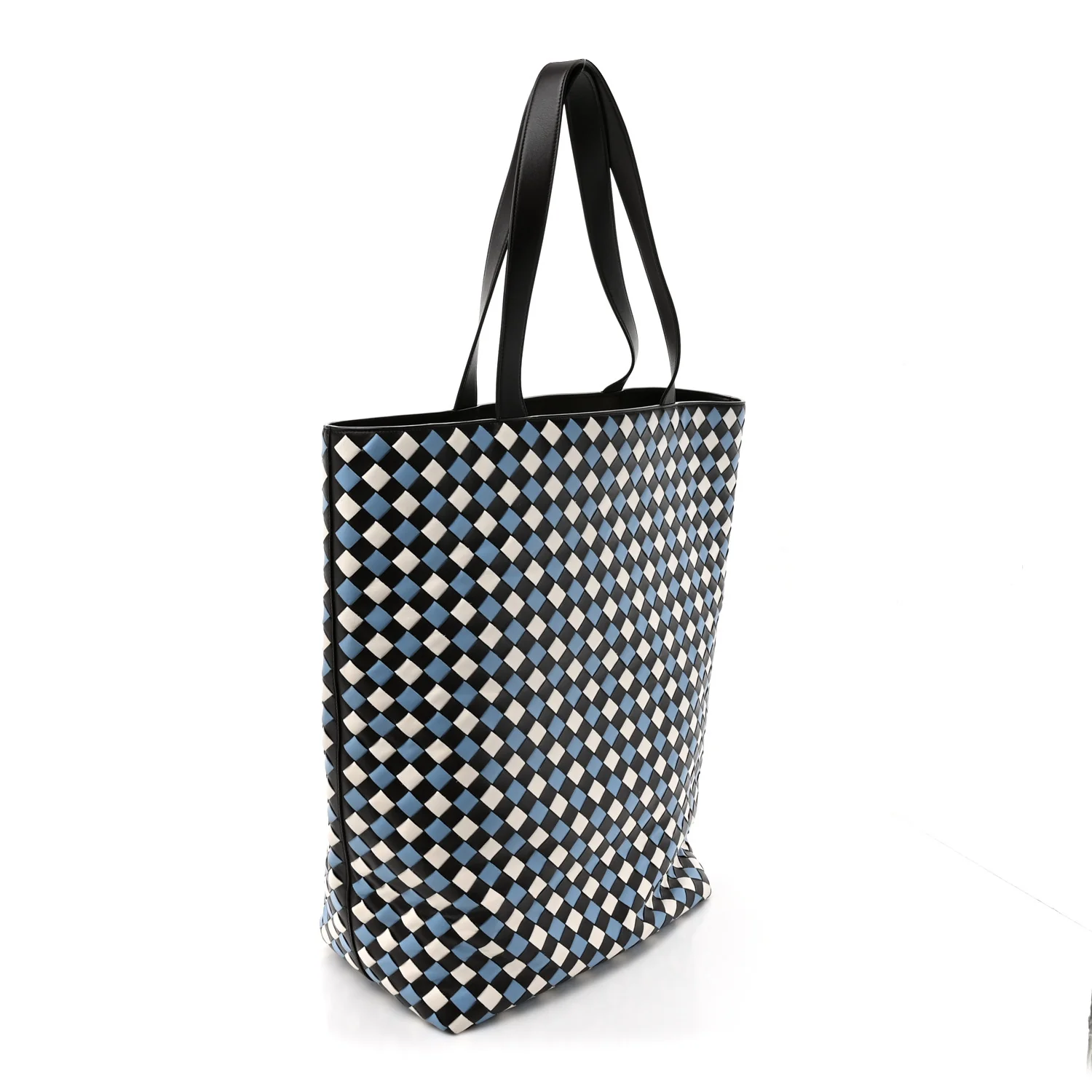 Calfskin Intrecciato Tricolor Large North South Tote Bag Fondant White Multicolor - Image 2