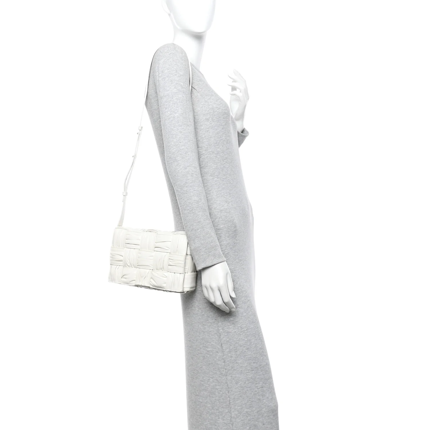 Calfskin Intreccio Plisse Cassette Crossbody Bag White - Image 2