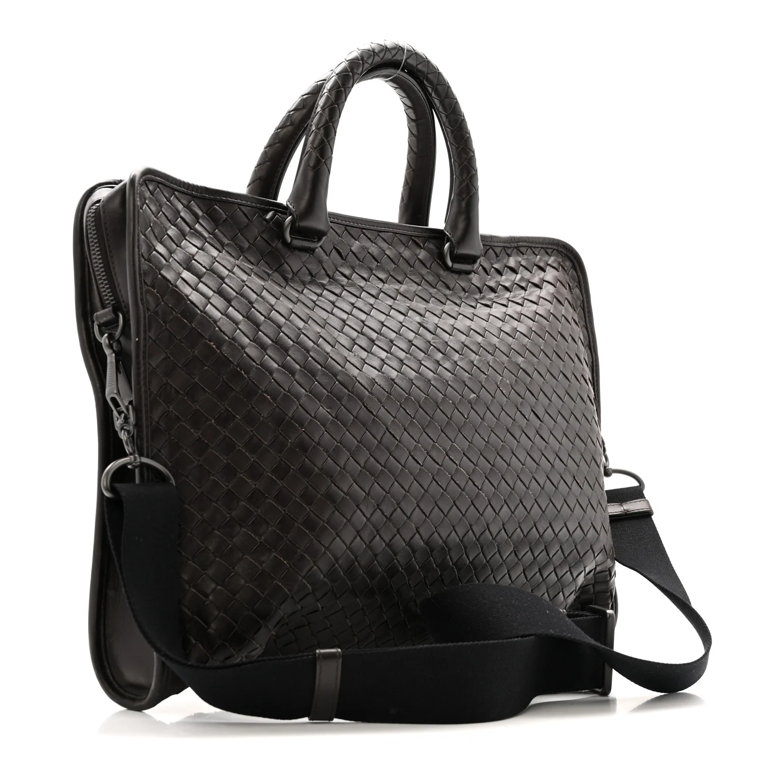 Calfskin Leggero Intrecciato Briefcase Ebano - Image 3