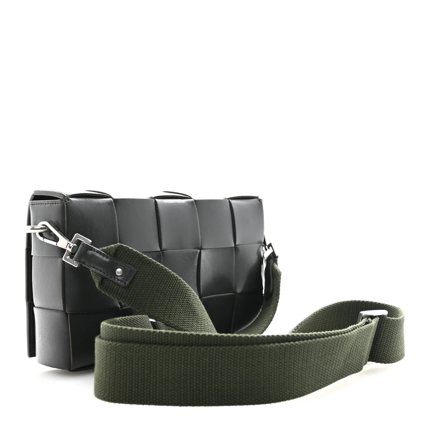 Calfskin Maxi Intreccio Cassette With Strap Bag Dark Green - Image 4