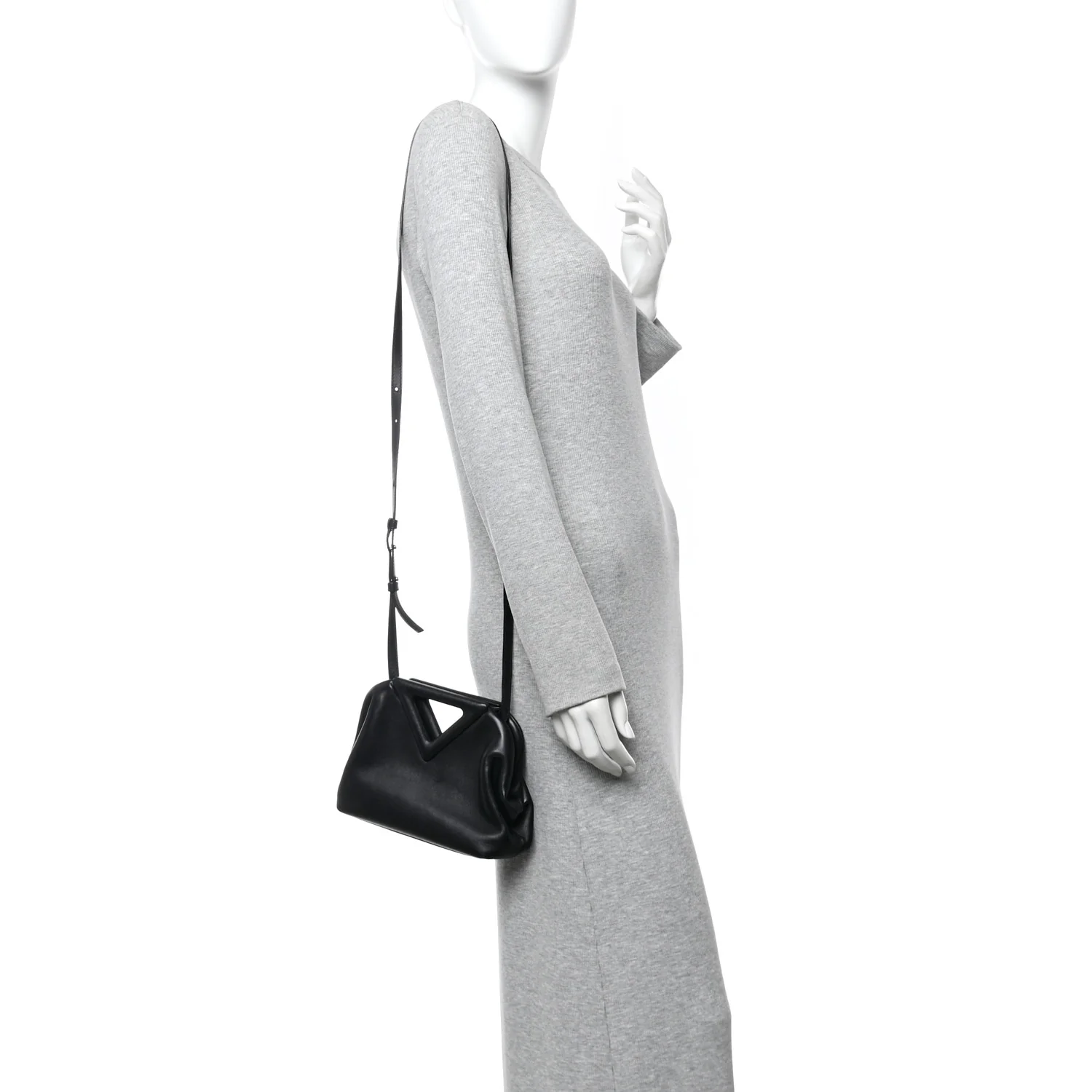 Calfskin Small The Point Triangle Bag Black - Image 2