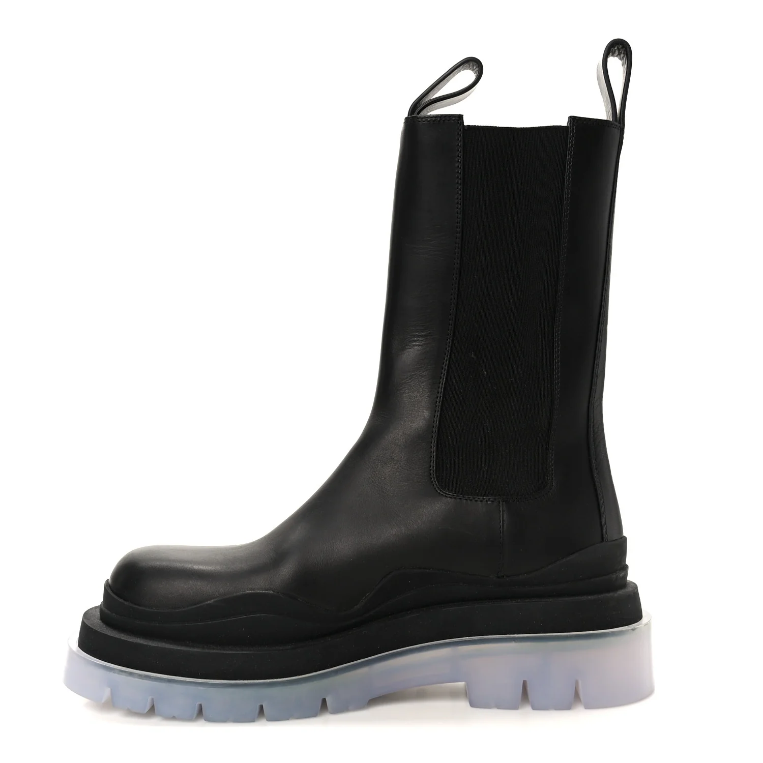 Calfskin The Tire Chelsea Boots 37 Black Transparent
