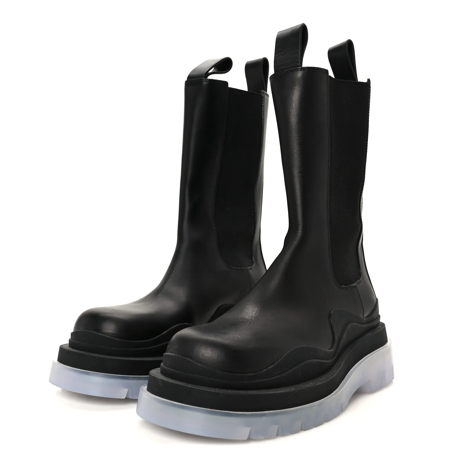 Calfskin The Tire Chelsea Boots 37 Black Transparent - Image 4