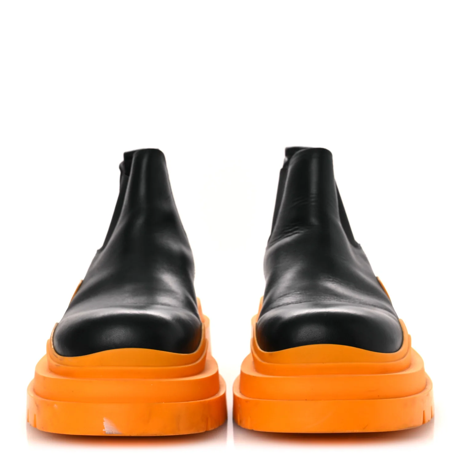 Calfskin The Tire Cropped Chelsea Boots 40.5 Black Tangerine - Image 3