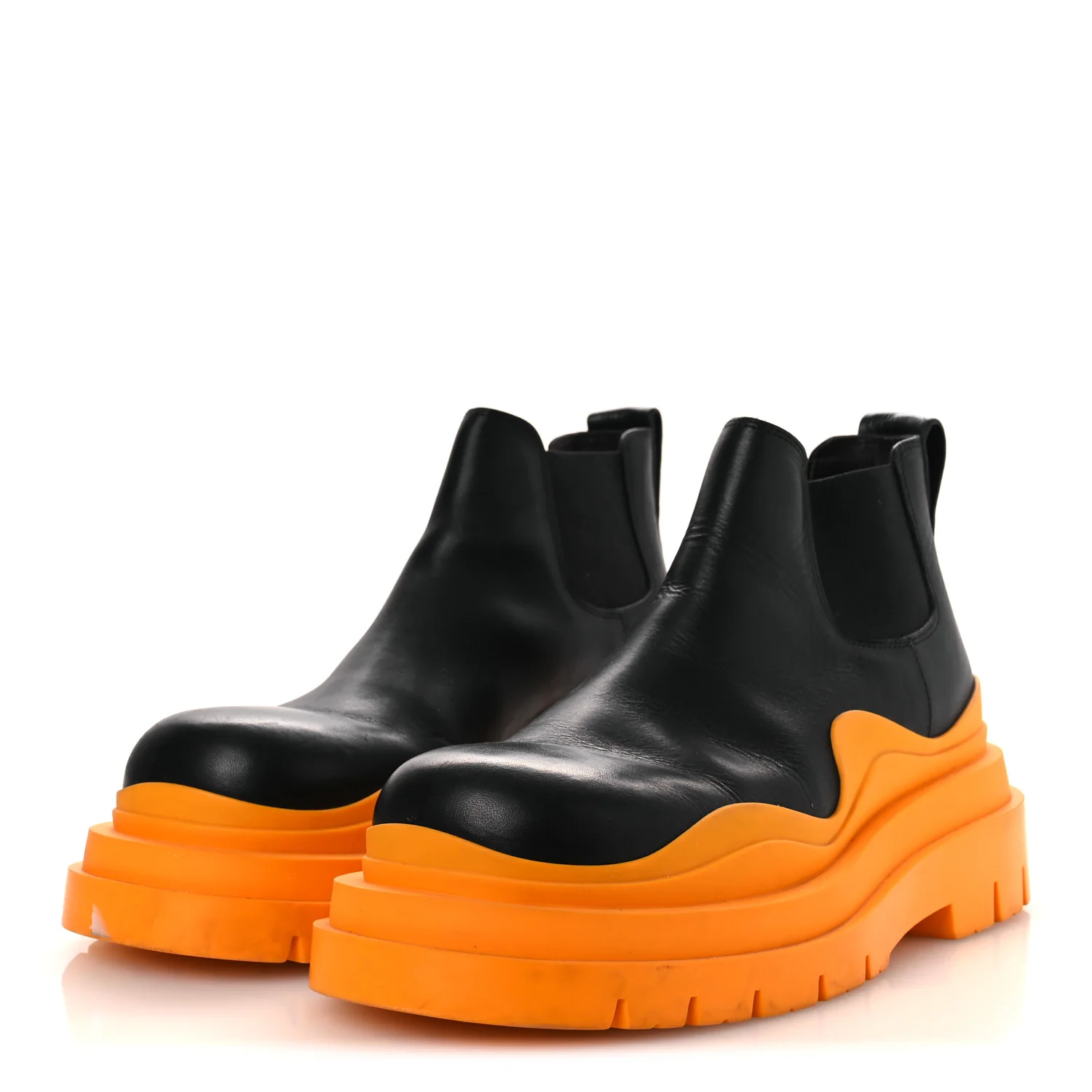 Calfskin The Tire Cropped Chelsea Boots 40.5 Black Tangerine - Image 4