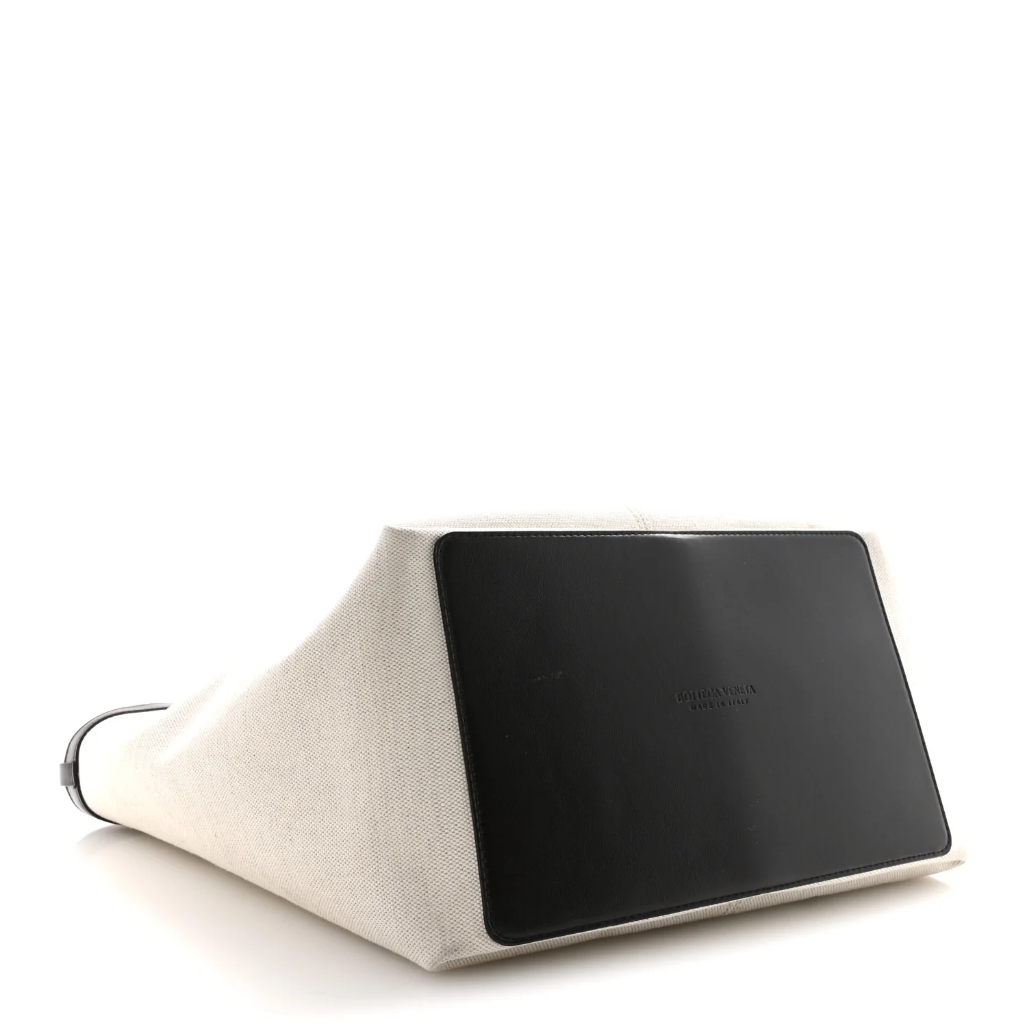 Canvas Mix Nappa Intrecciato Medium Flip Flap Tote Natural Fondant - Image 4