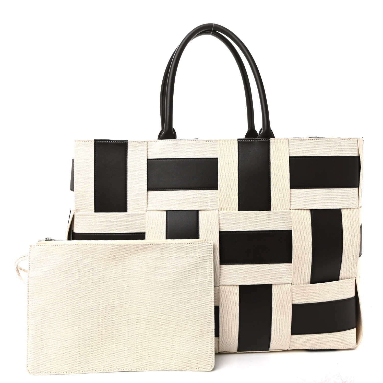 Canvas Nappa Maxi Intrecciato Large Arco Tote Natural Fondant - Image 3