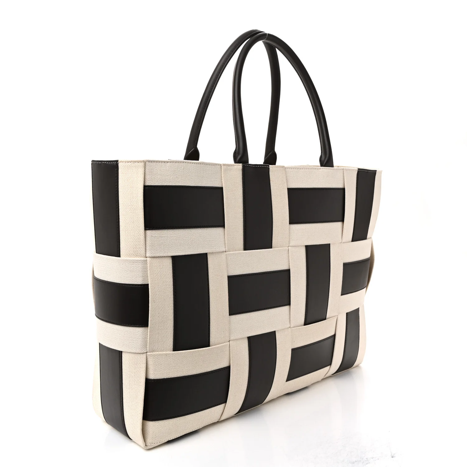 Canvas Nappa Maxi Intrecciato Large Arco Tote Natural Fondant - Image 4
