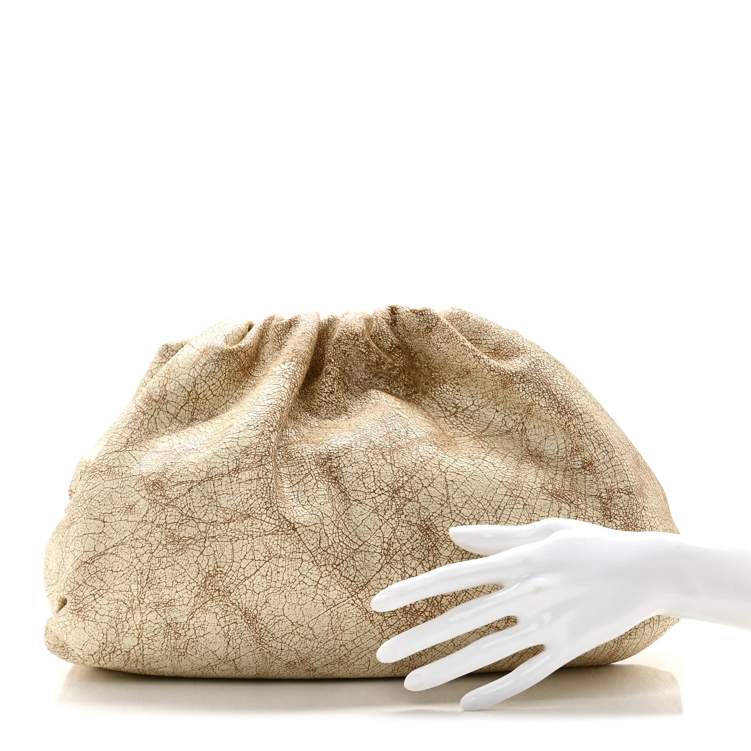 Crackled Calfskin The Pouch Oversized Clutch Zabaione - Image 2