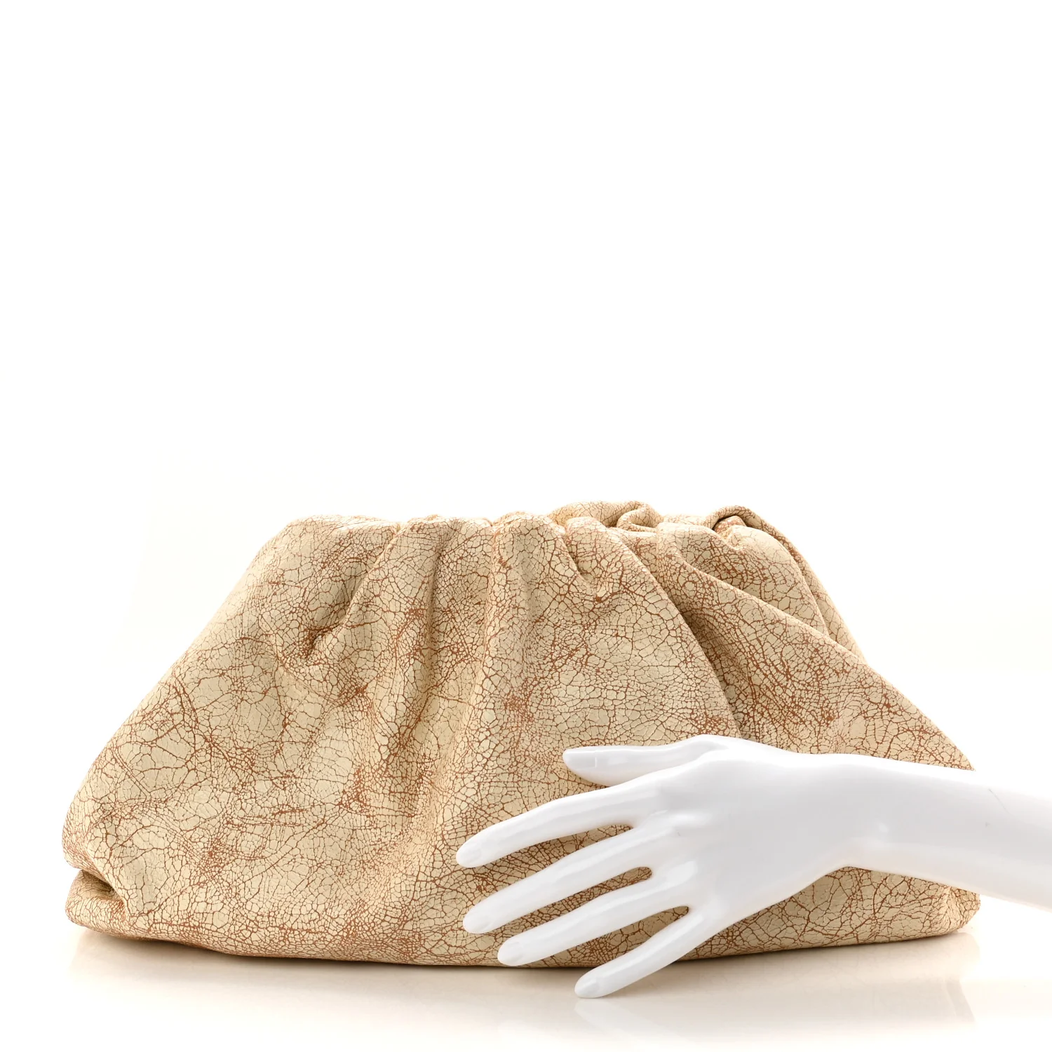 Crackled Calfskin The Pouch Oversized Clutch Zabaione - Image 2